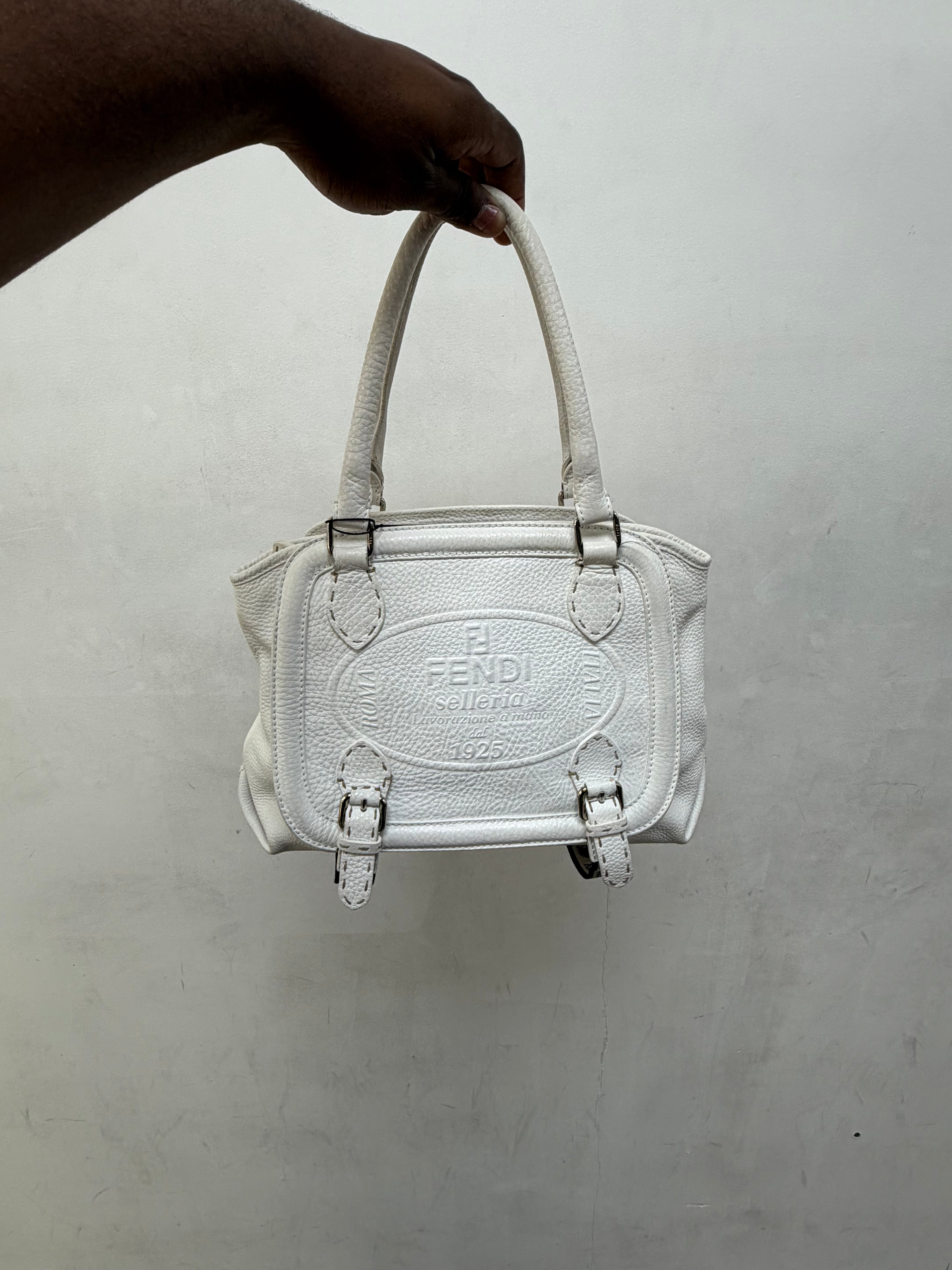Fendi White Selleria Messalina Shoulder Bag
