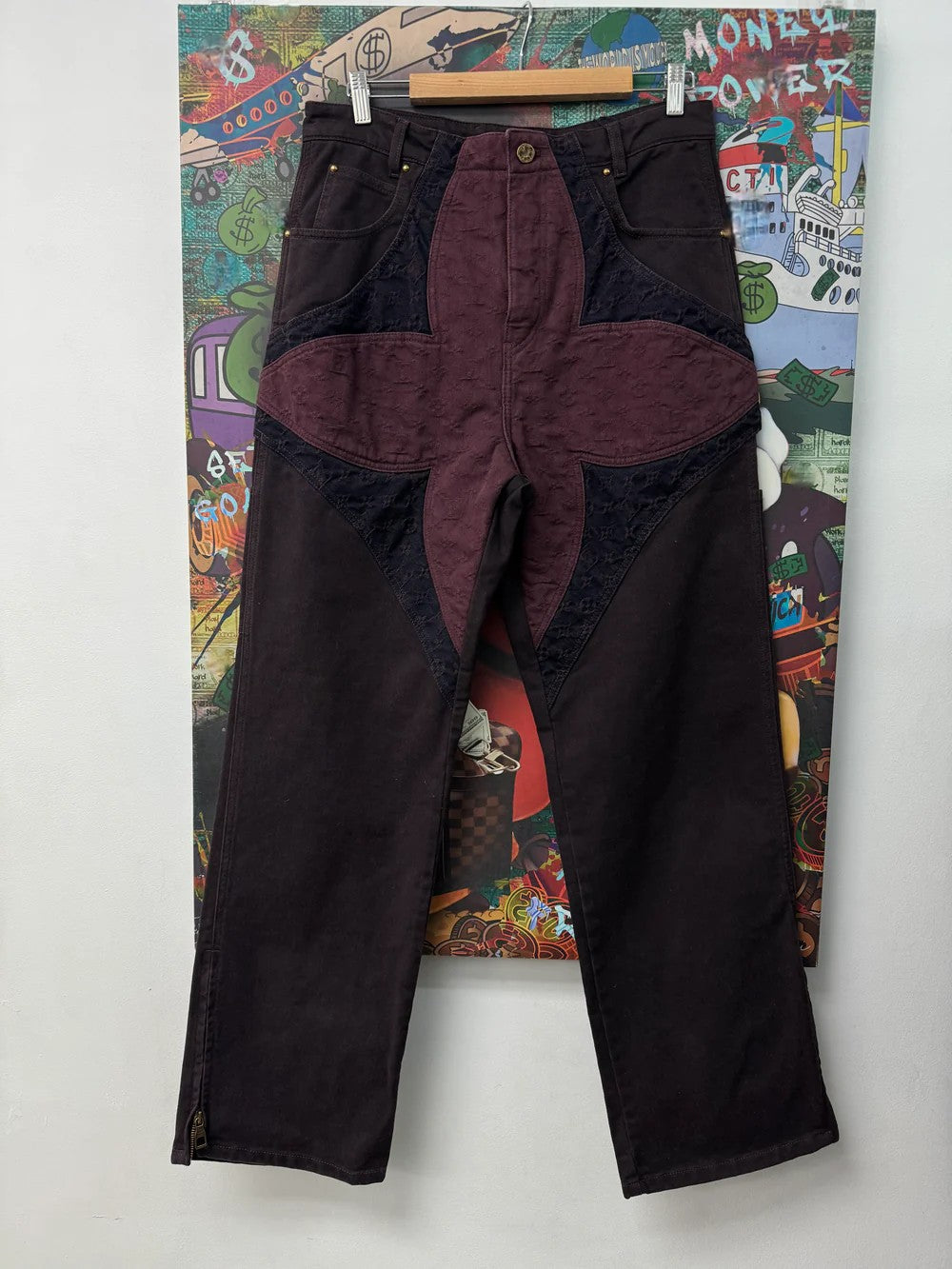 Louis Vuitton "Flower Monogram" Straight Burgundy Jeans