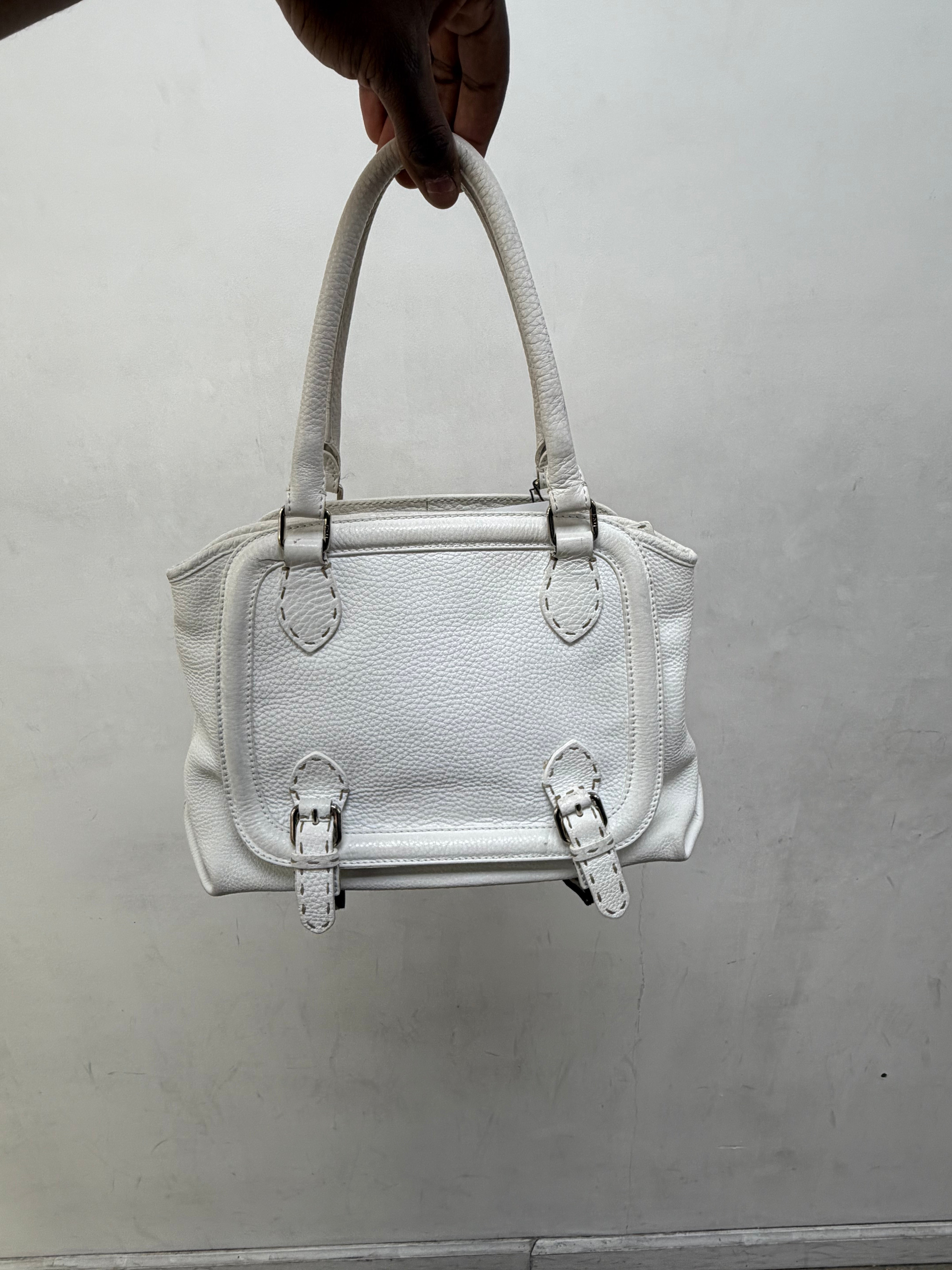Fendi White Selleria Messalina Shoulder Bag