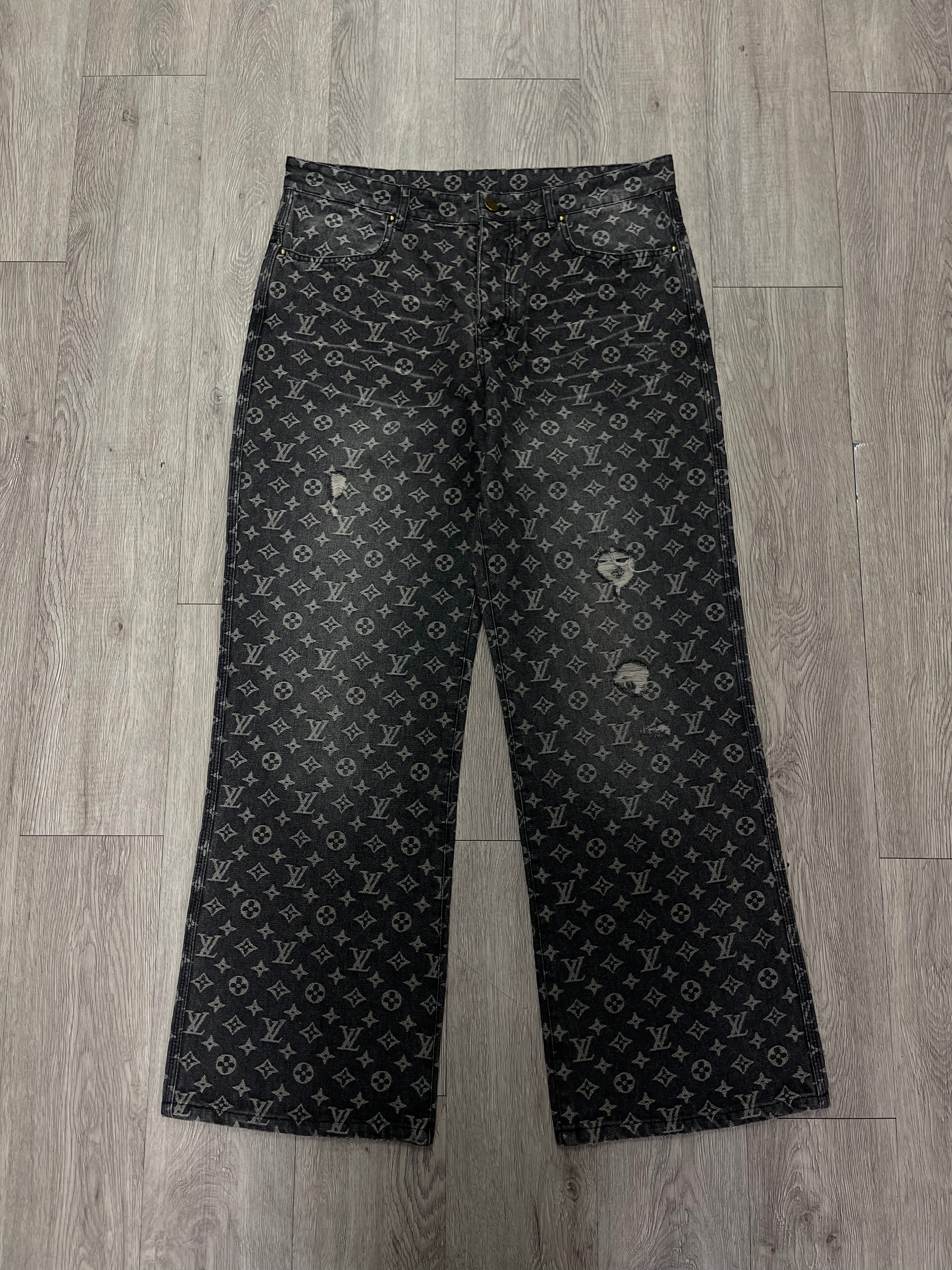 Louis Vuitton Distressed Denim Monogram Back Pocket Embroidery Jeans