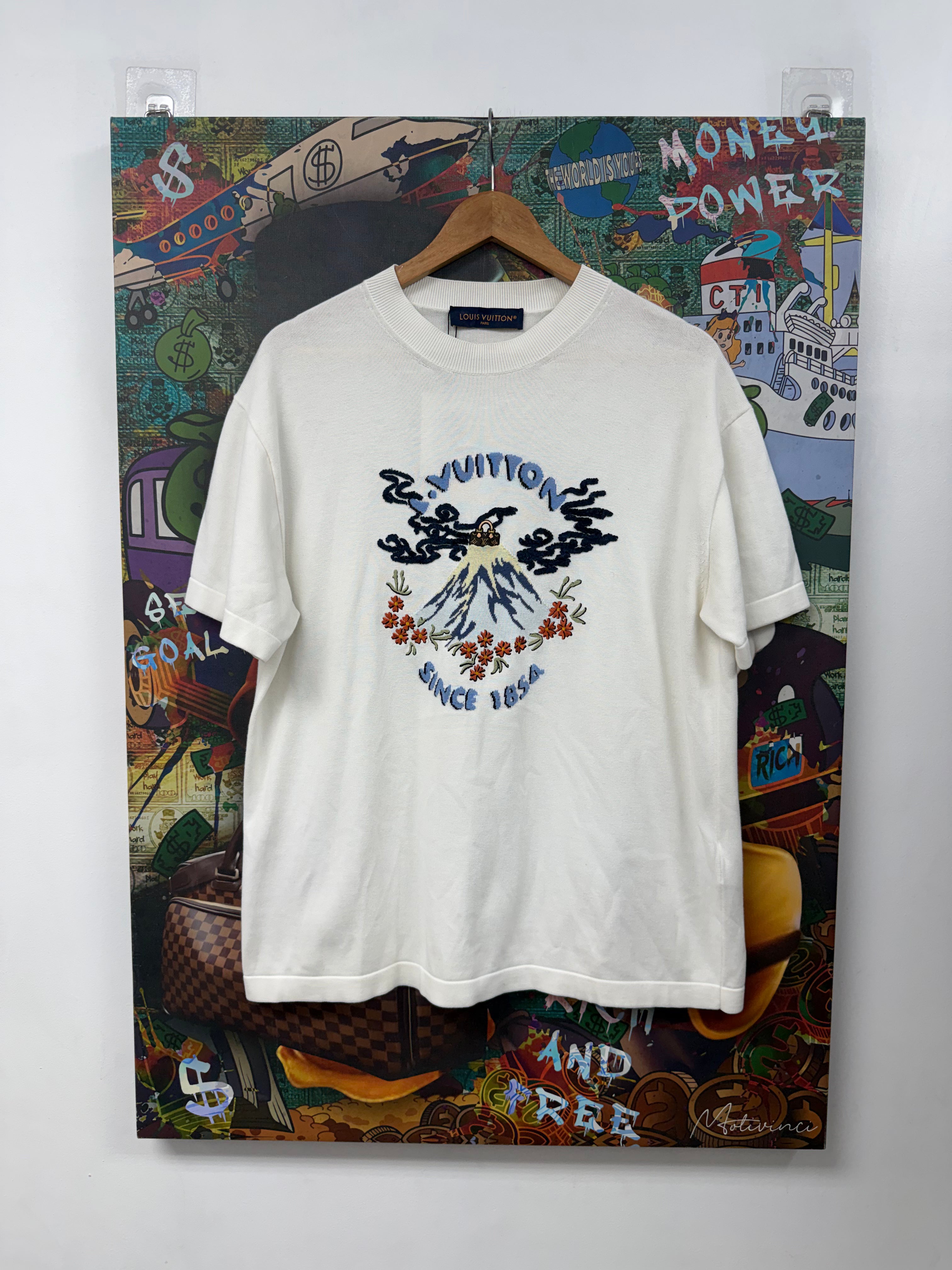 Louis Vuitton White Knit Mt Fuji Tee