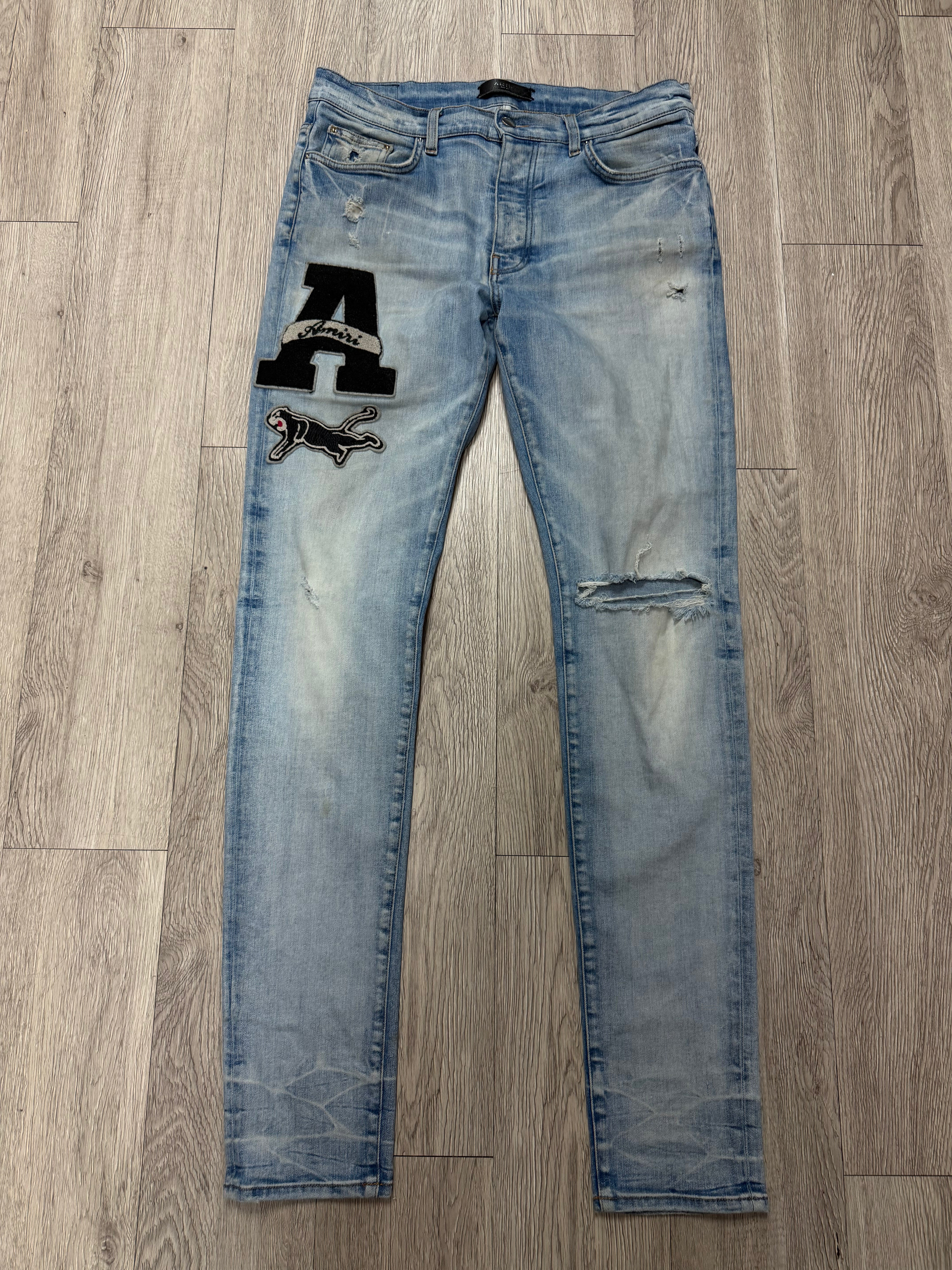 Amiri Light Wash A Patch Jeans