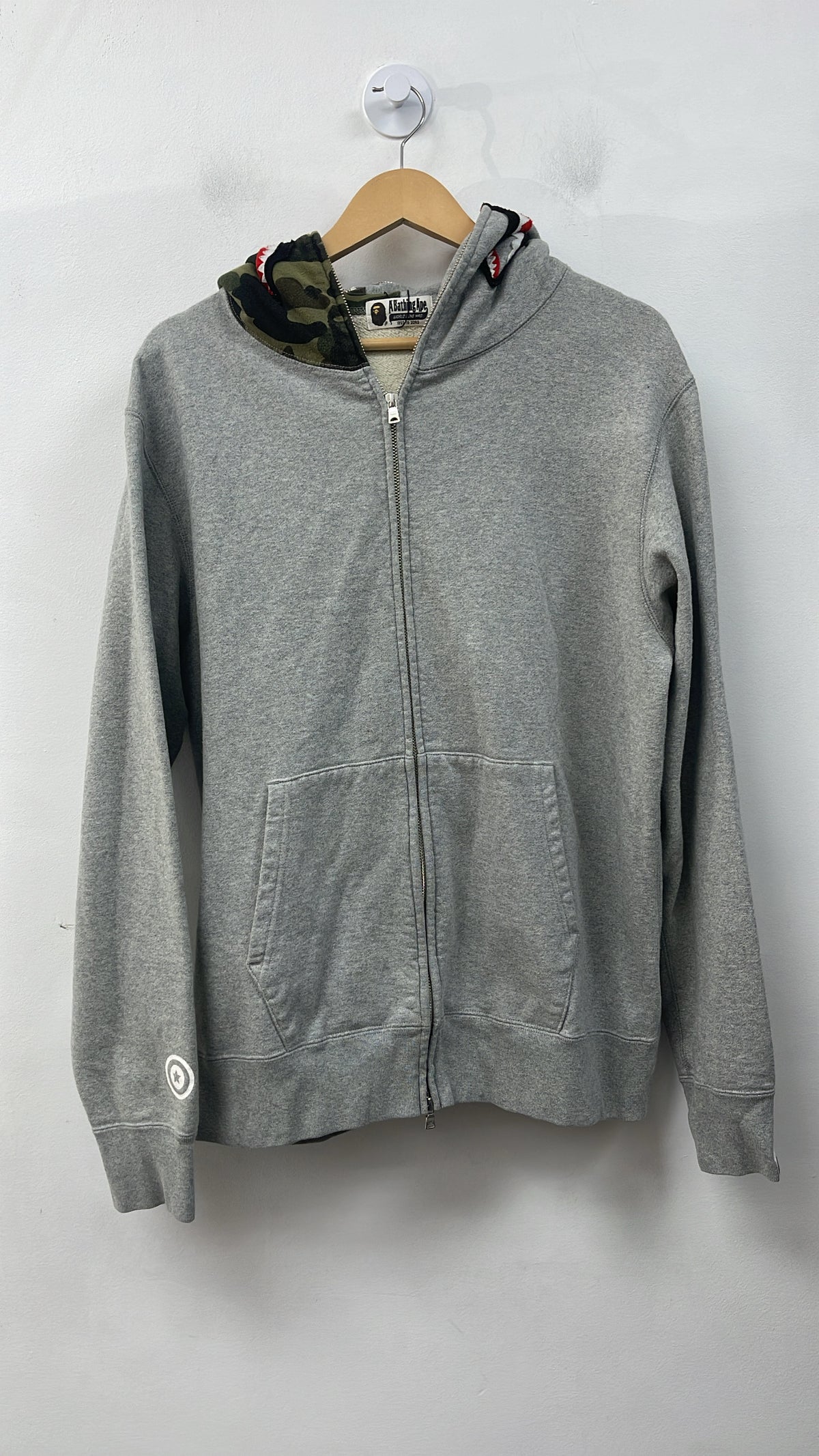 BAPE Grey Split Camo Shark Zip Up