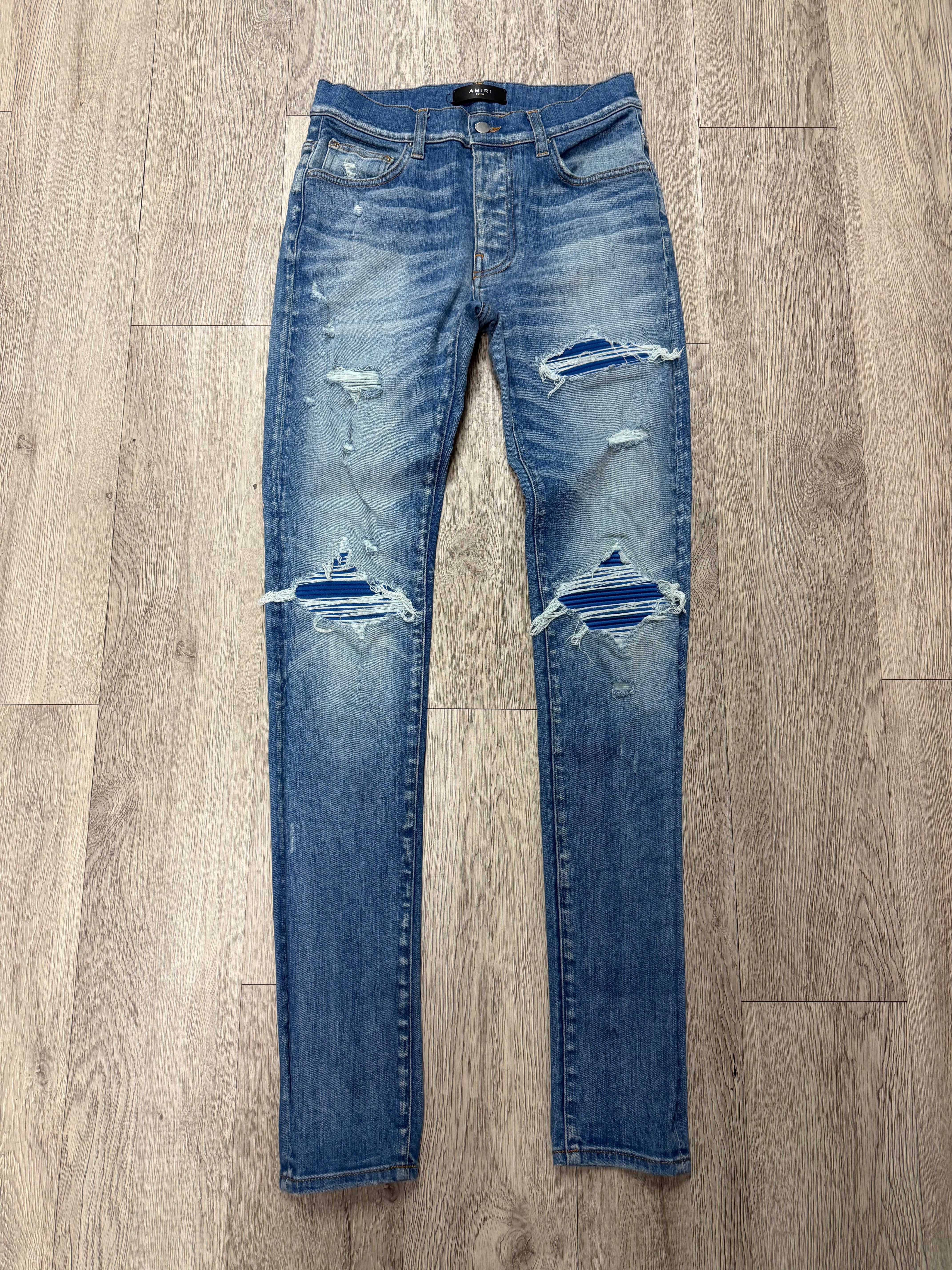 Amiri MX1 Light Wash Blue Patch Jeans