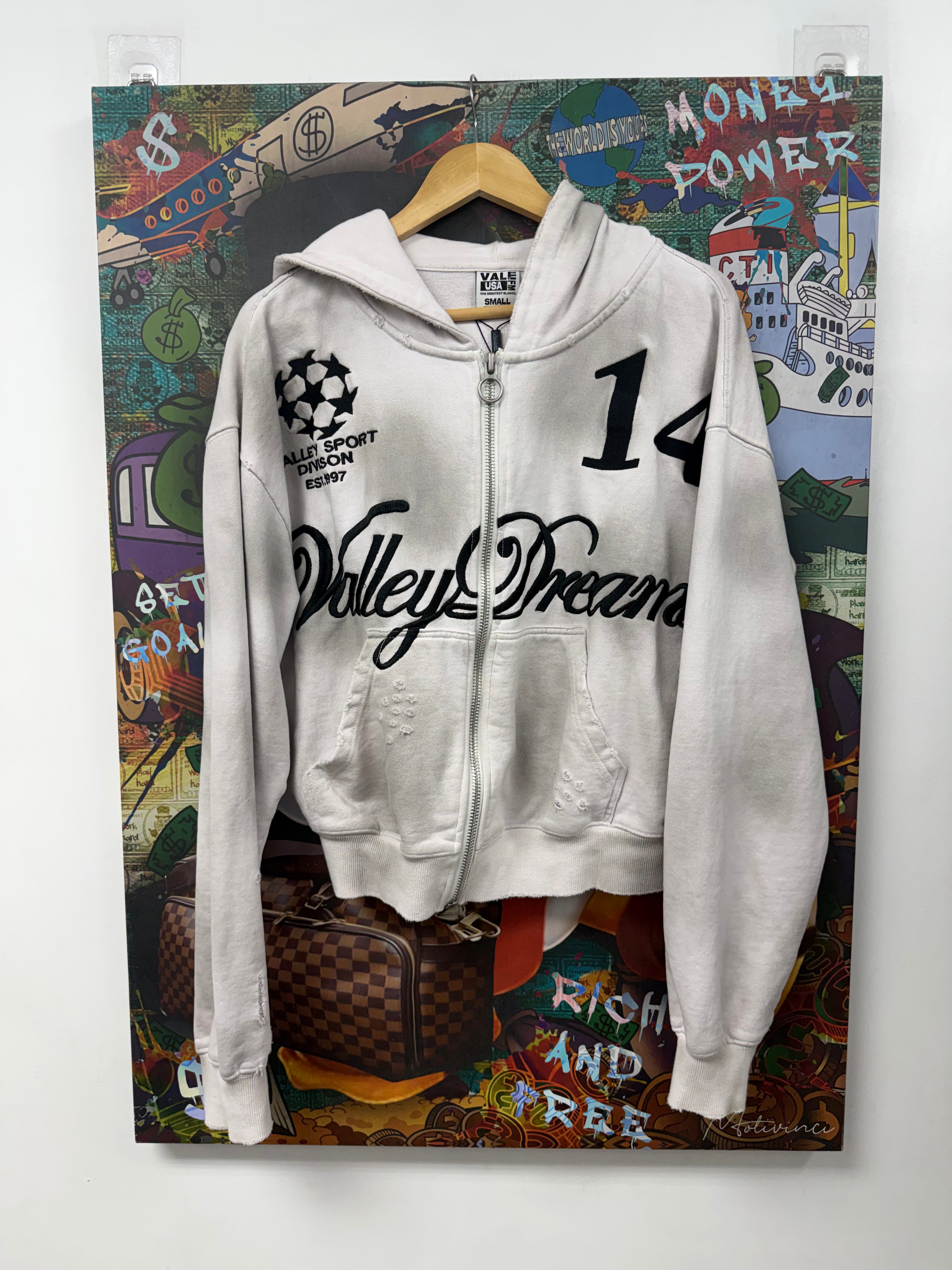 Vale White Oreo 14 Zip Up Hoodie