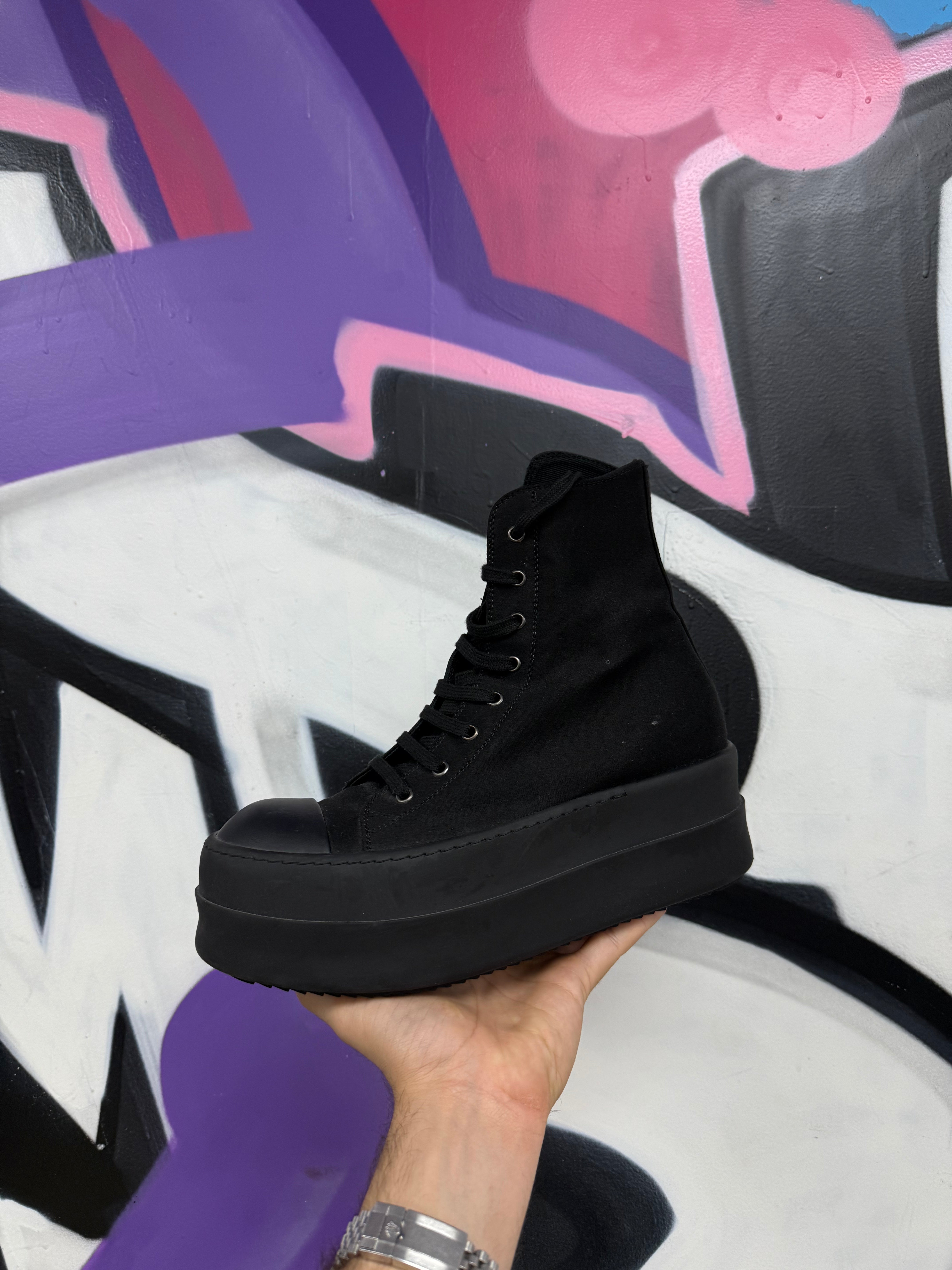 Rick Owens Black Mega Sole Ramone High Sneakers