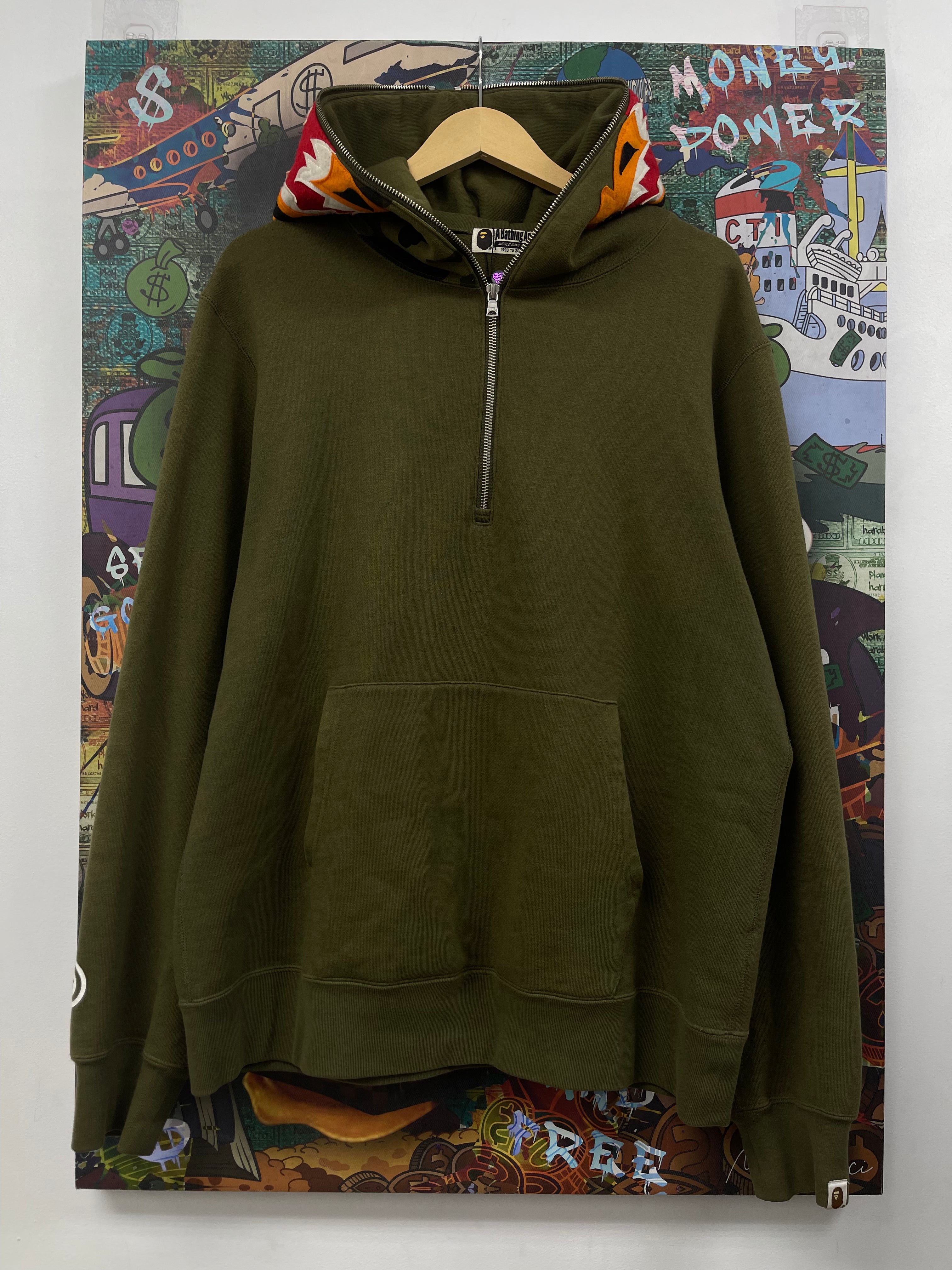 Bape Green Tiger Quarter Zip Zip Up