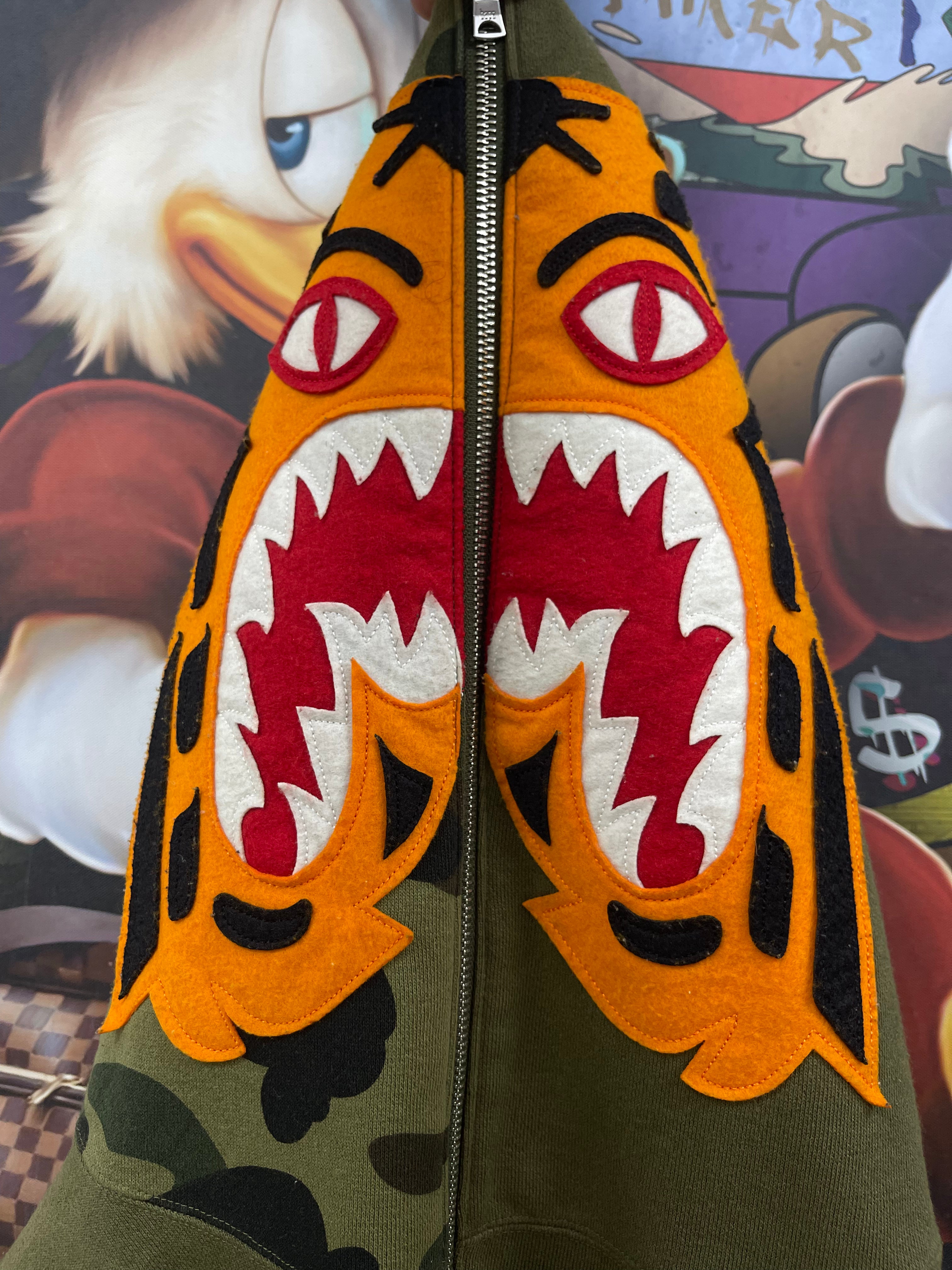 Bape Green Tiger Quarter Zip Zip Up