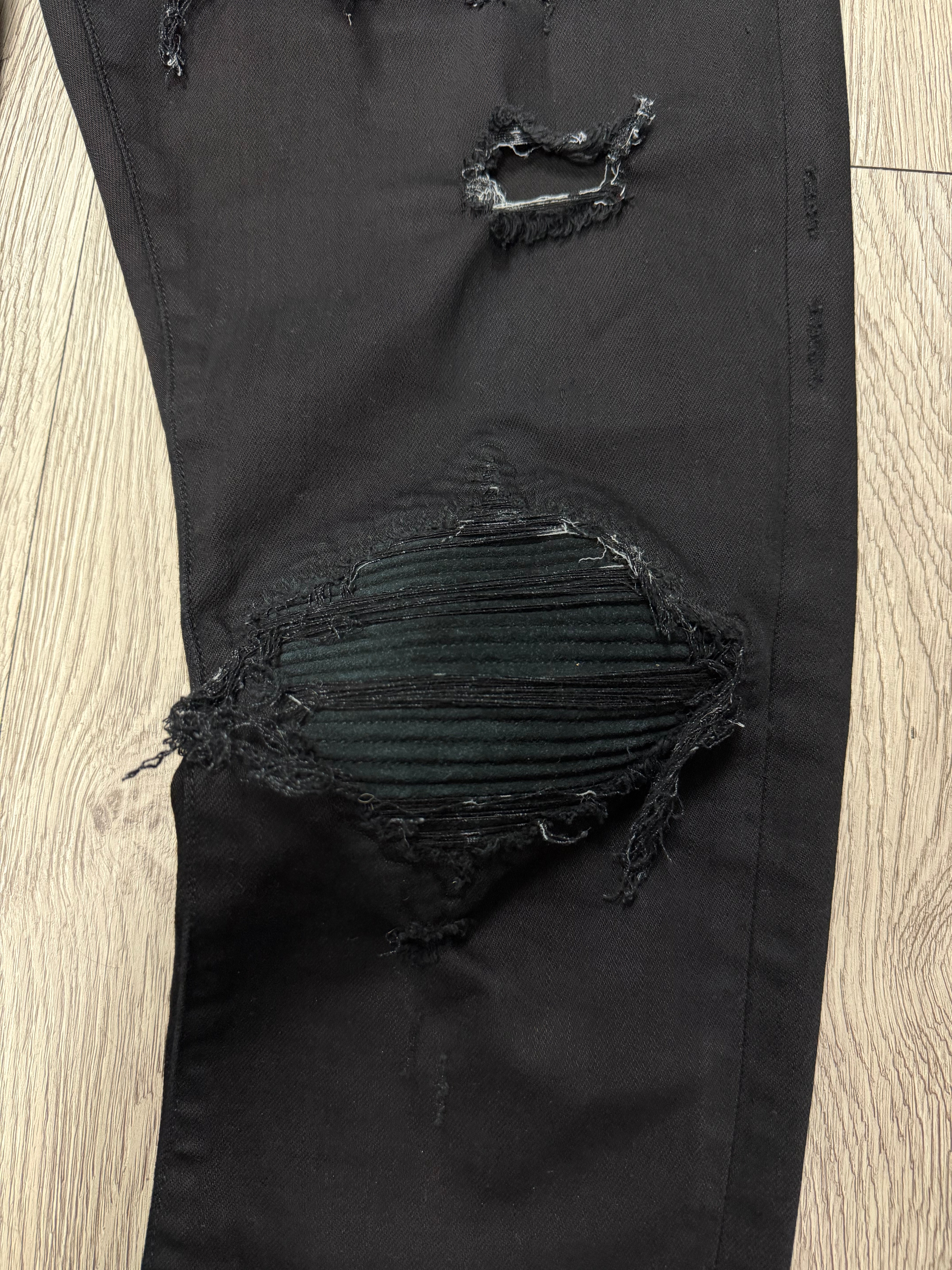 Amiri MX1 Black Black Seude Patch Jeans