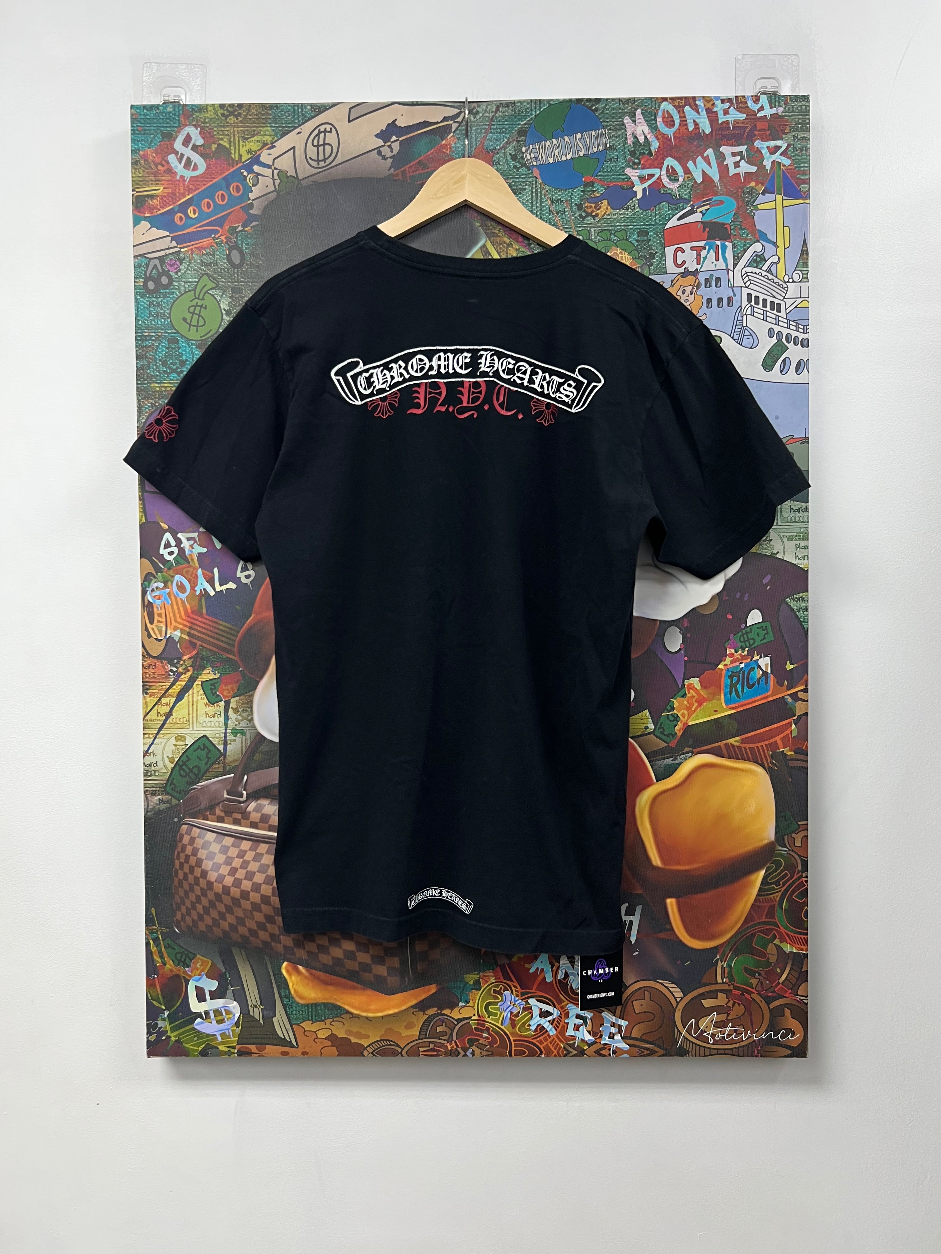Chrome Hearts Black Red Scroll Logo Tee
