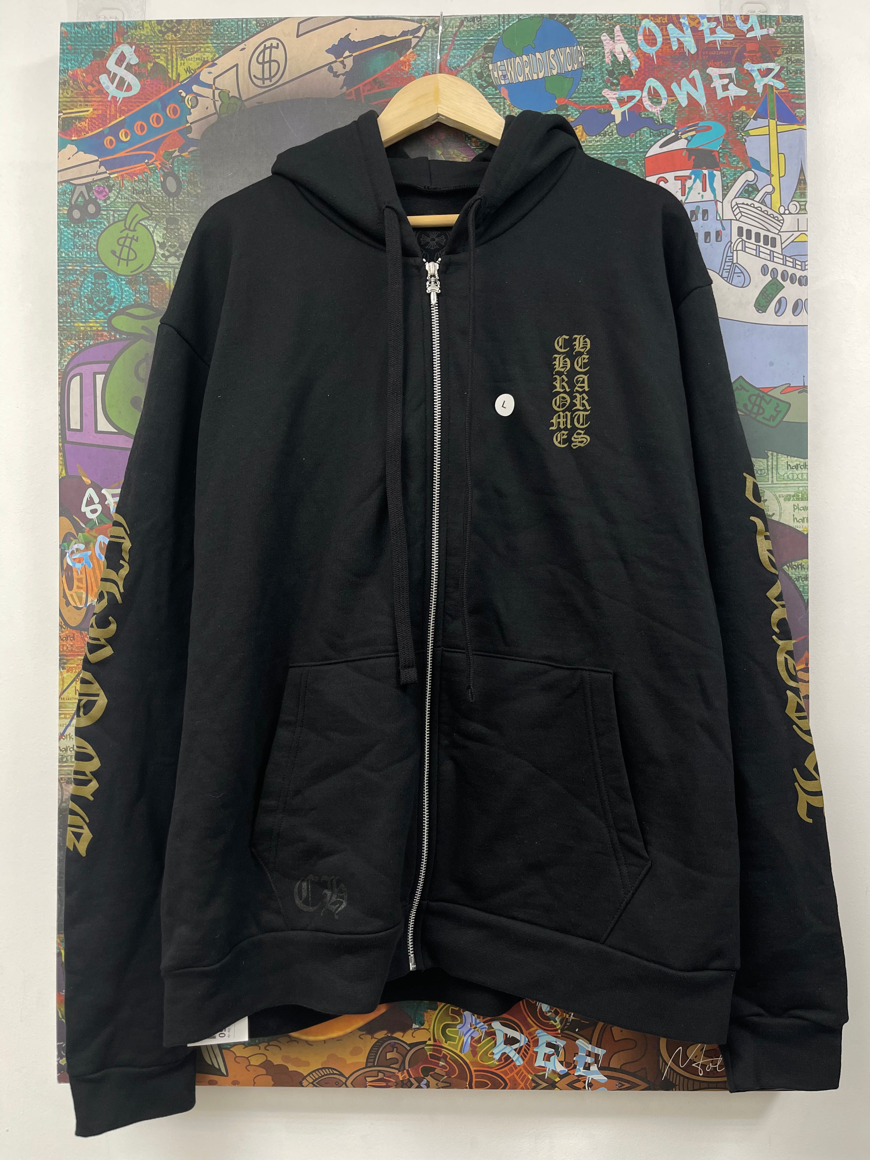Chrome Hearts Black Olive Vertcal Logo Zip Up