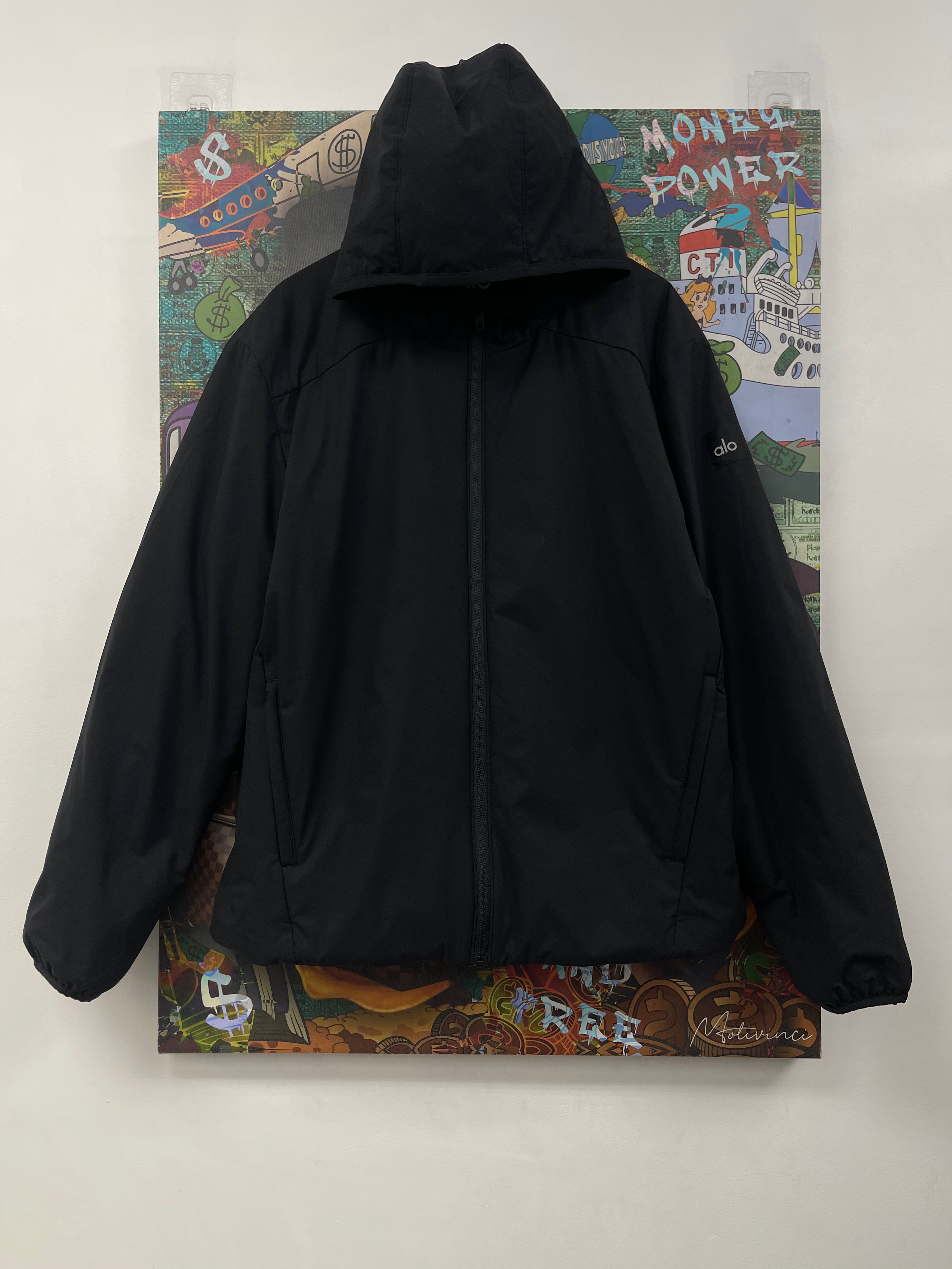 ALO Black Stretch Woven Notable Puffer Jacket