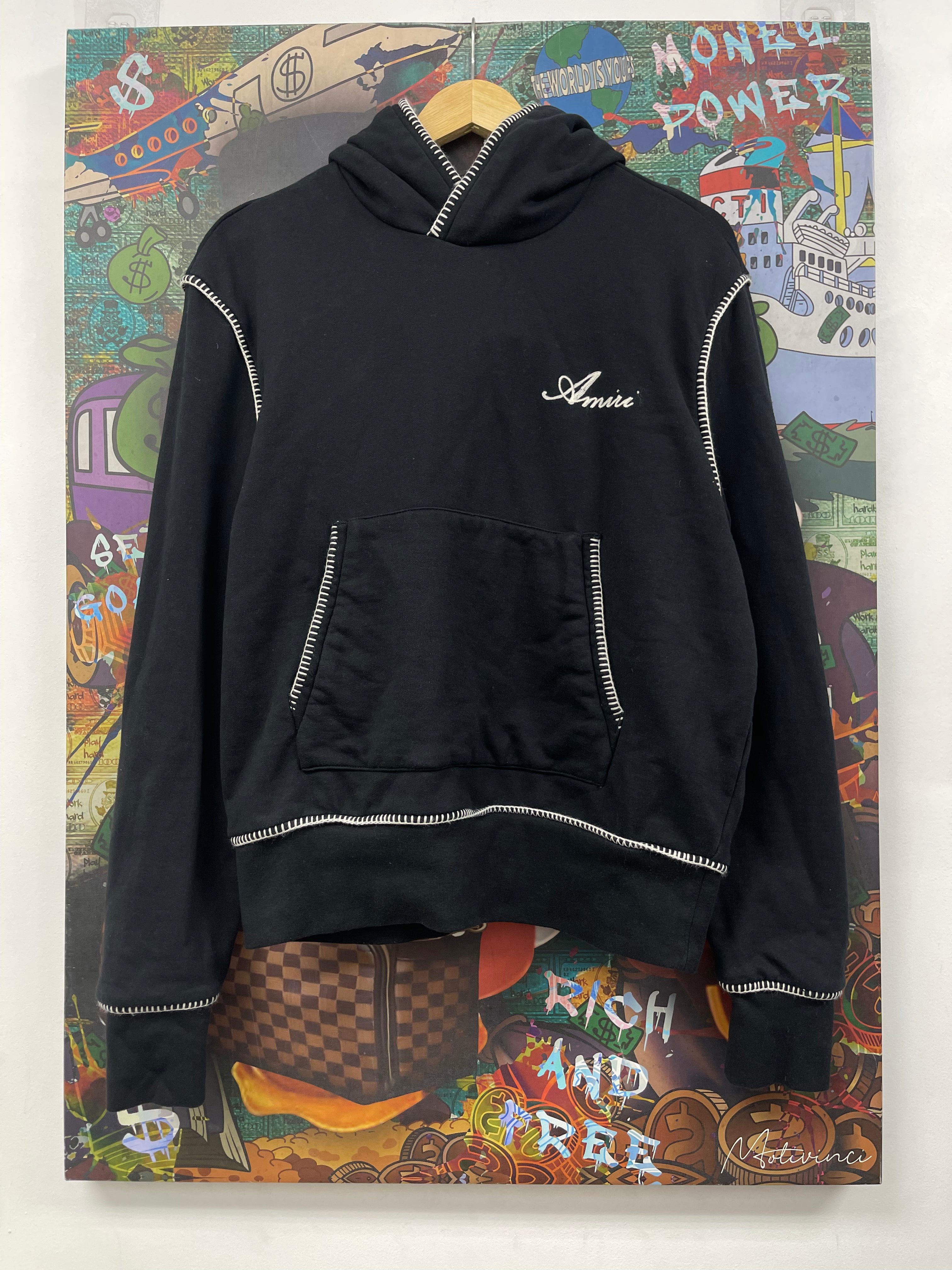 Amiri Black Chain Stitch Hoodie