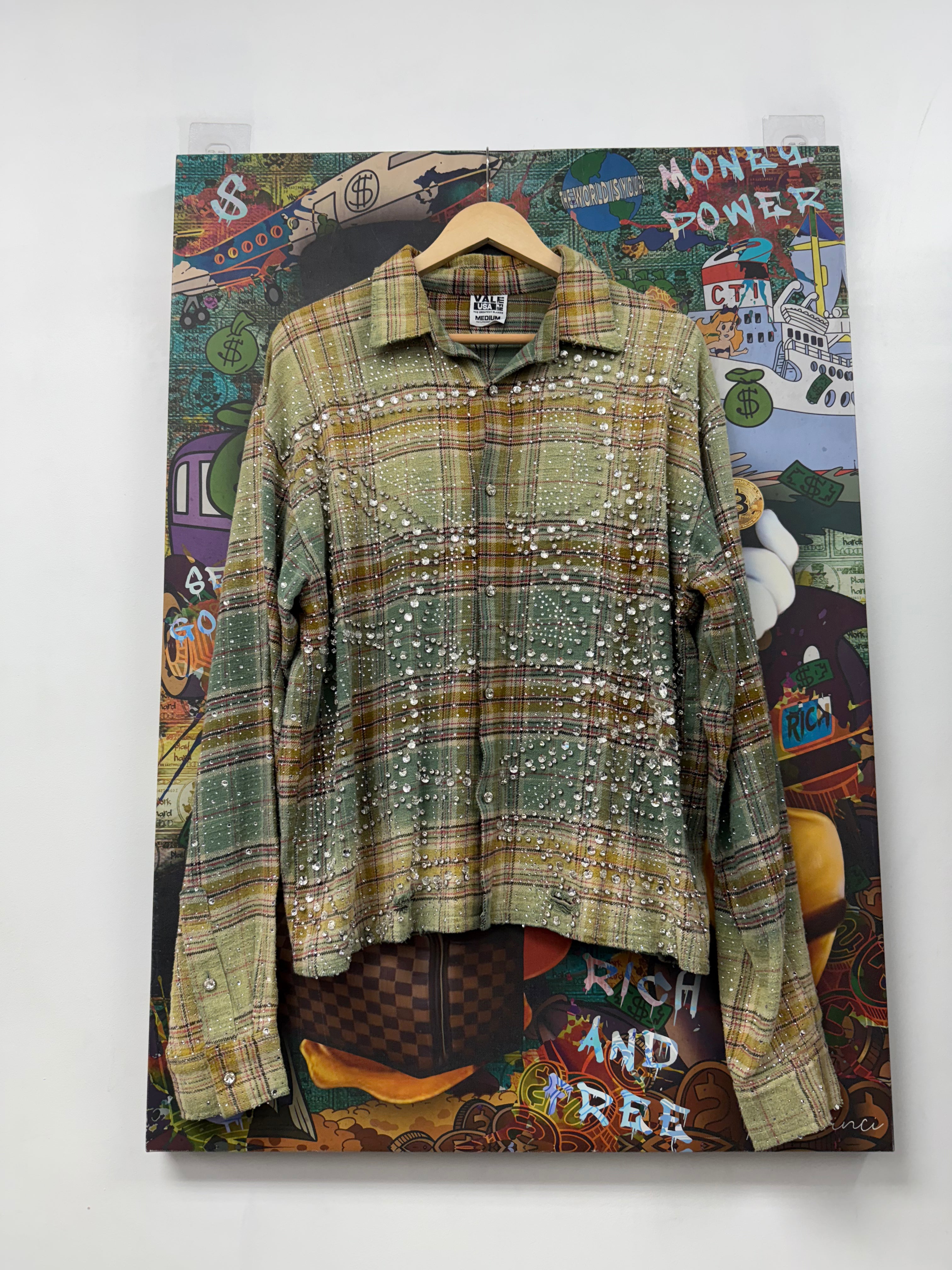 Vale Green Orange Rhinestone Flannel