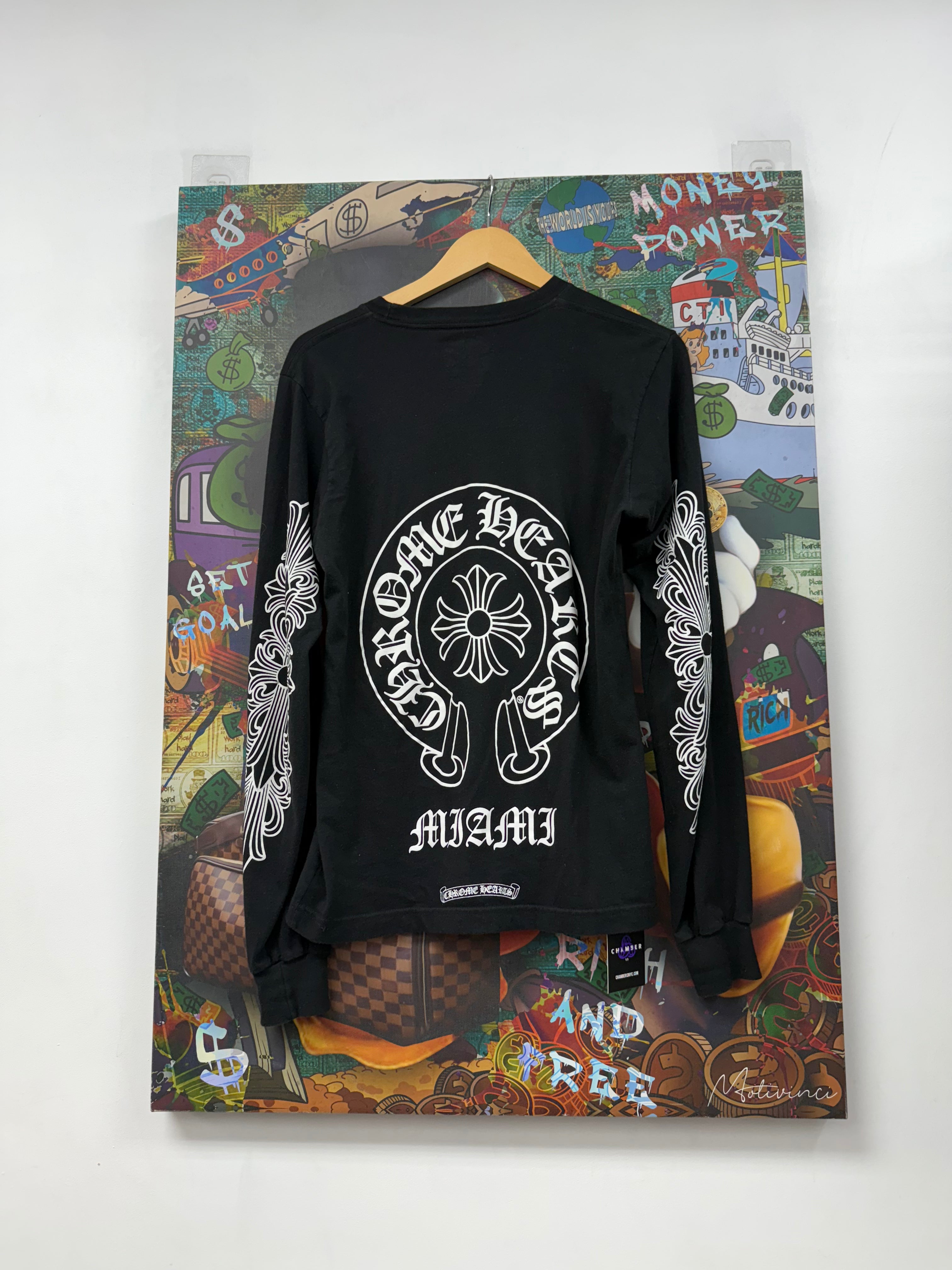 Chrome Hearts Black Horseshoe Floral Miami Long Sleeve