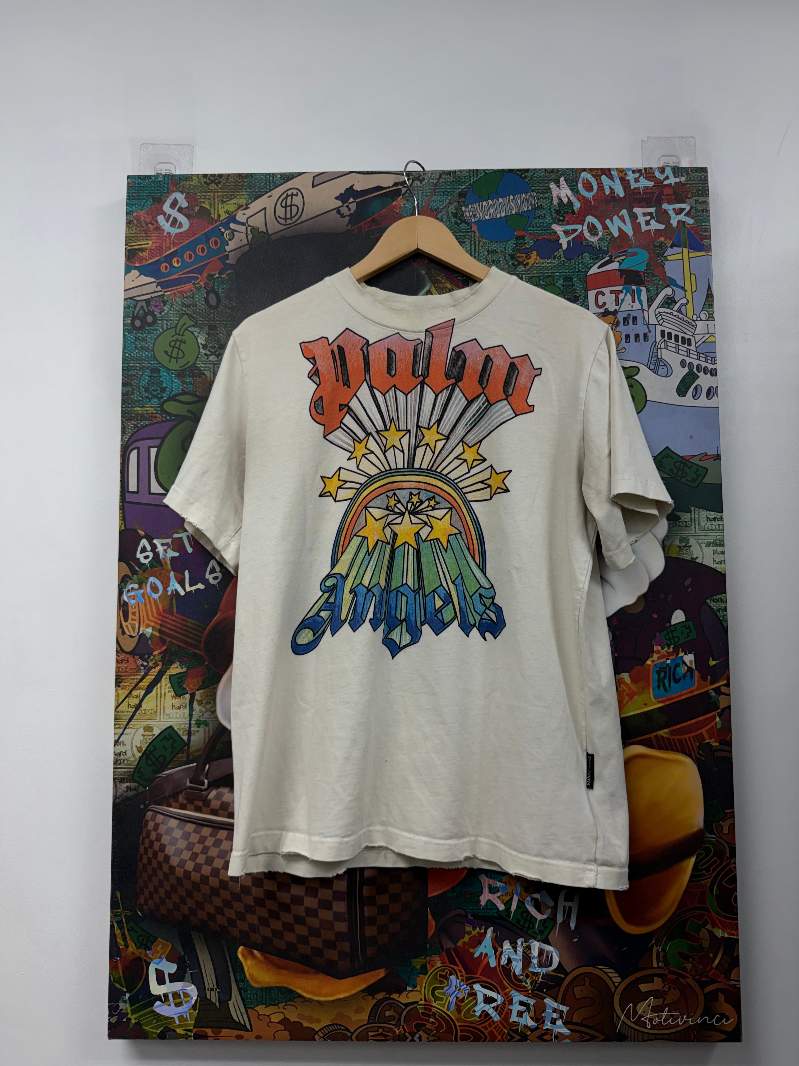 Palm Angels Cream Multi Star Tee