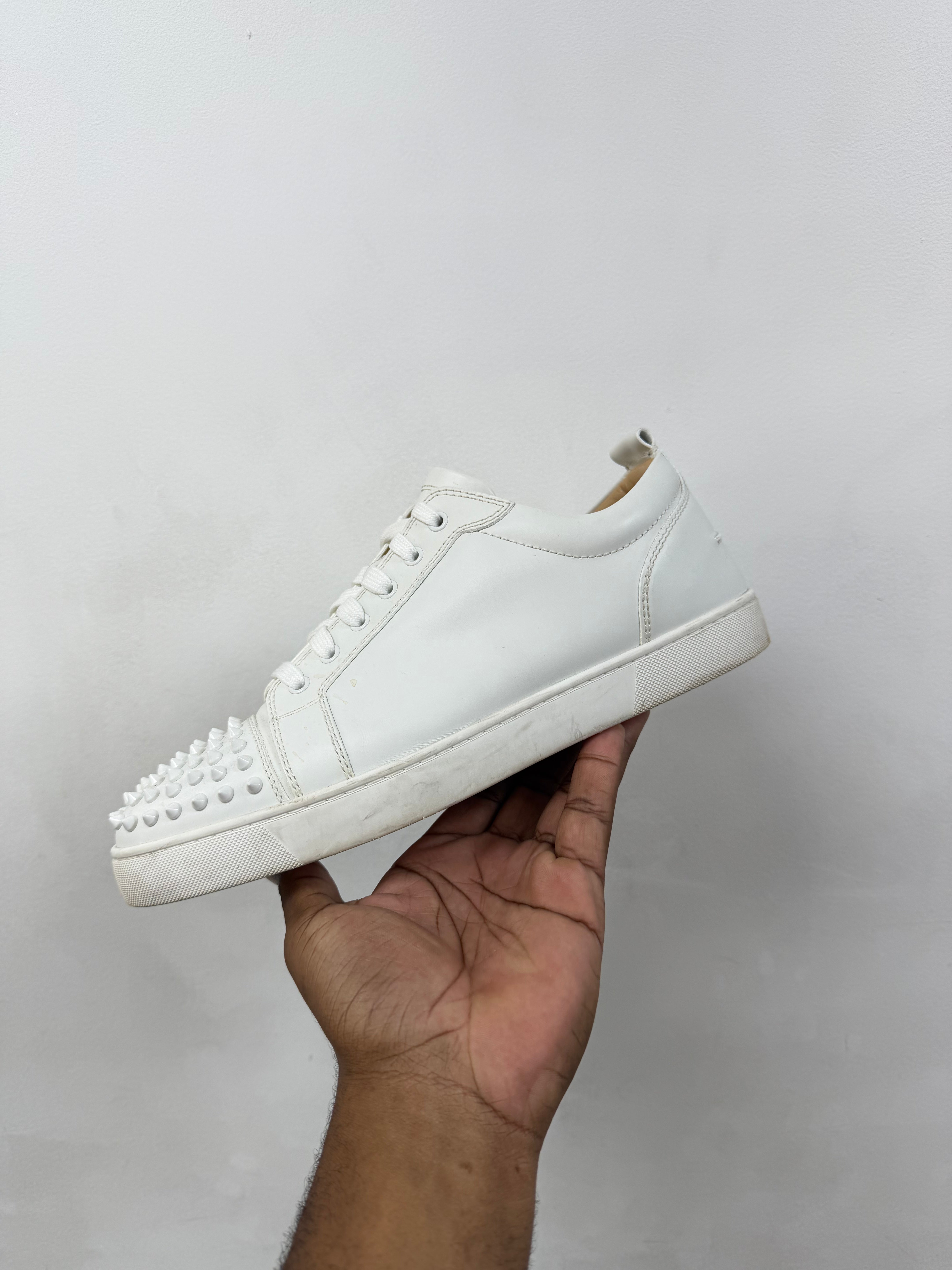 Christian Louboutin White Low Top Spike Sneakers