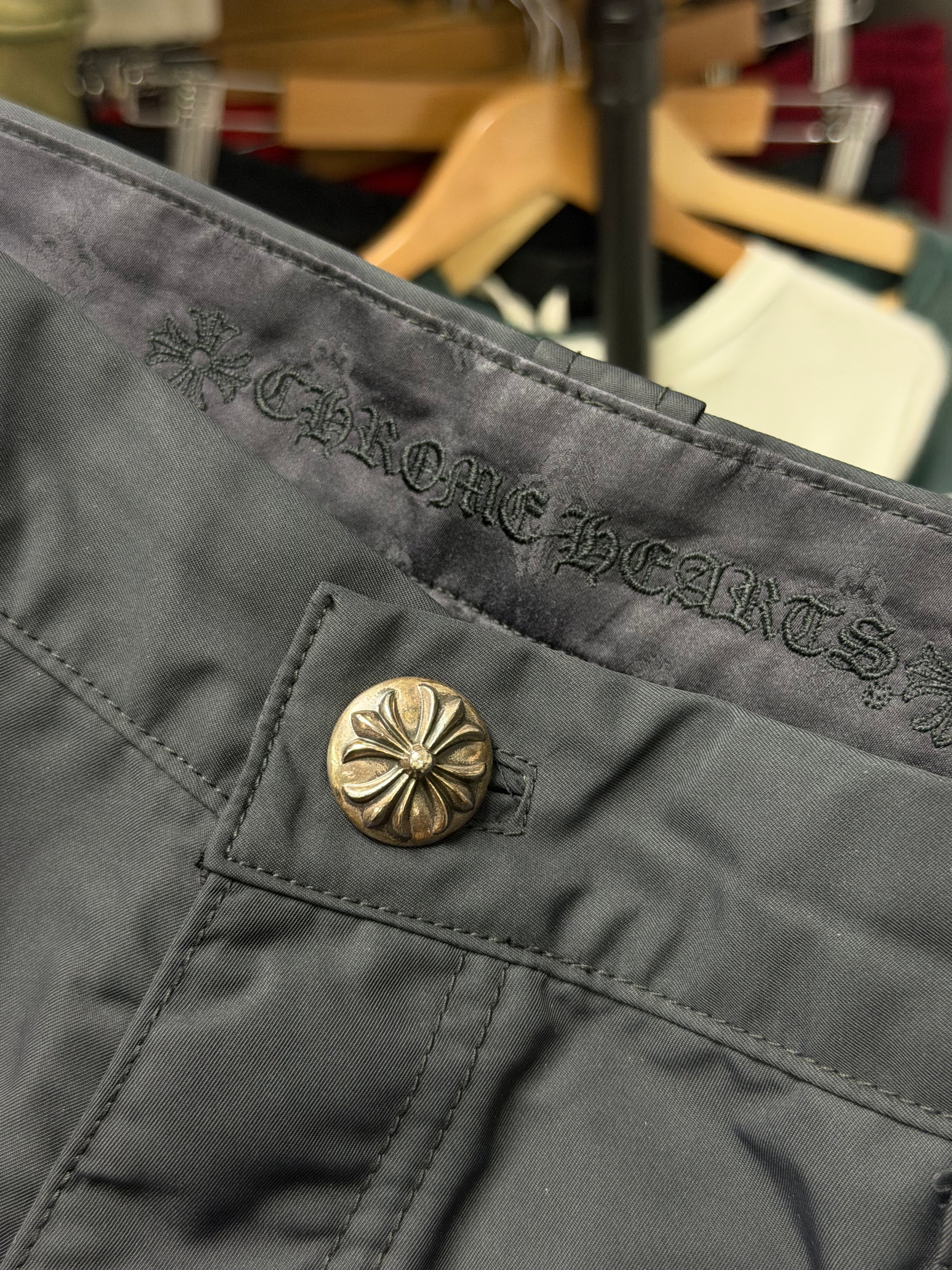 Chrome Hearts Navy Nylon Leather Double Knee Pants