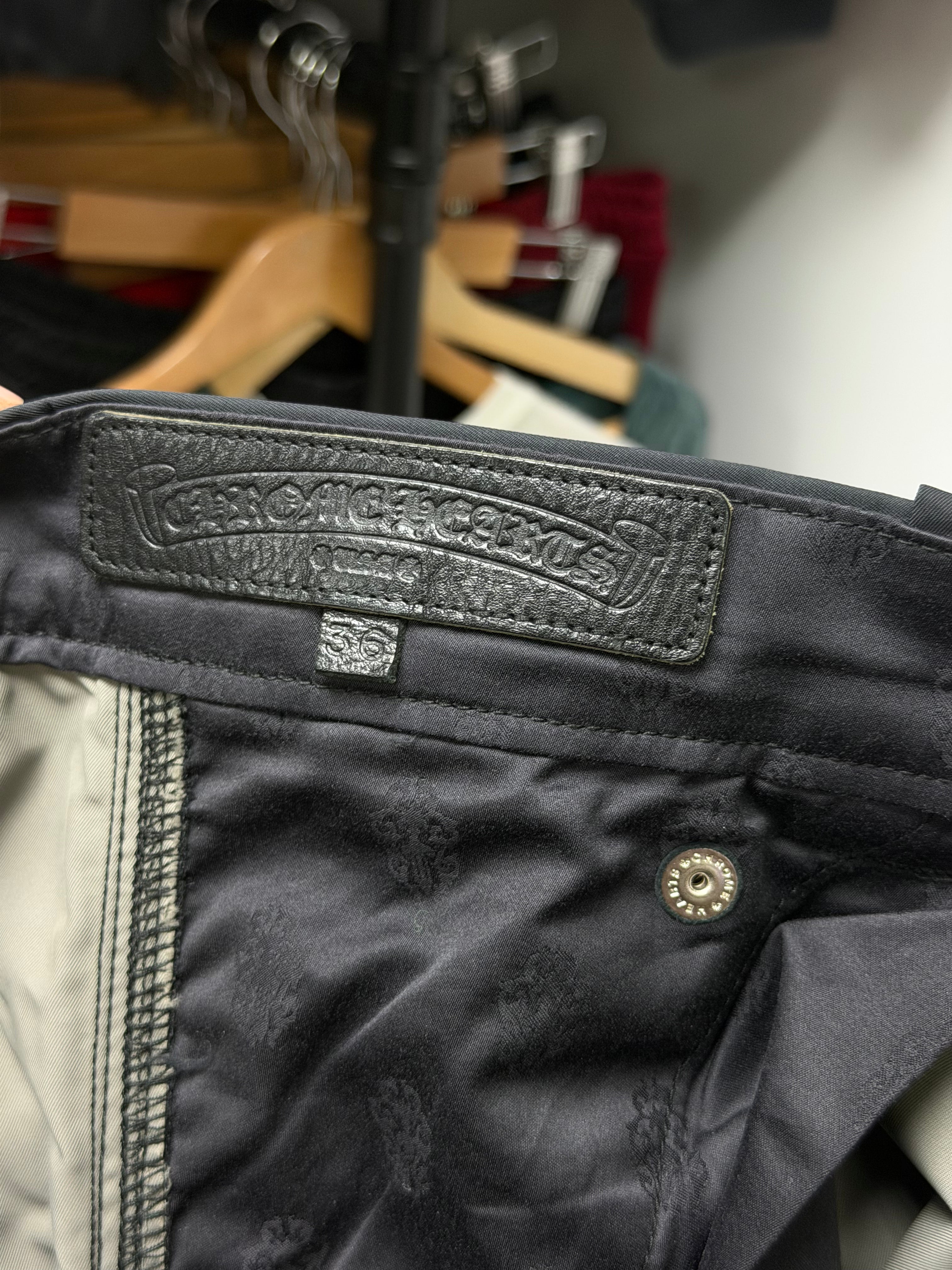 Chrome Hearts Navy Nylon Leather Double Knee Pants
