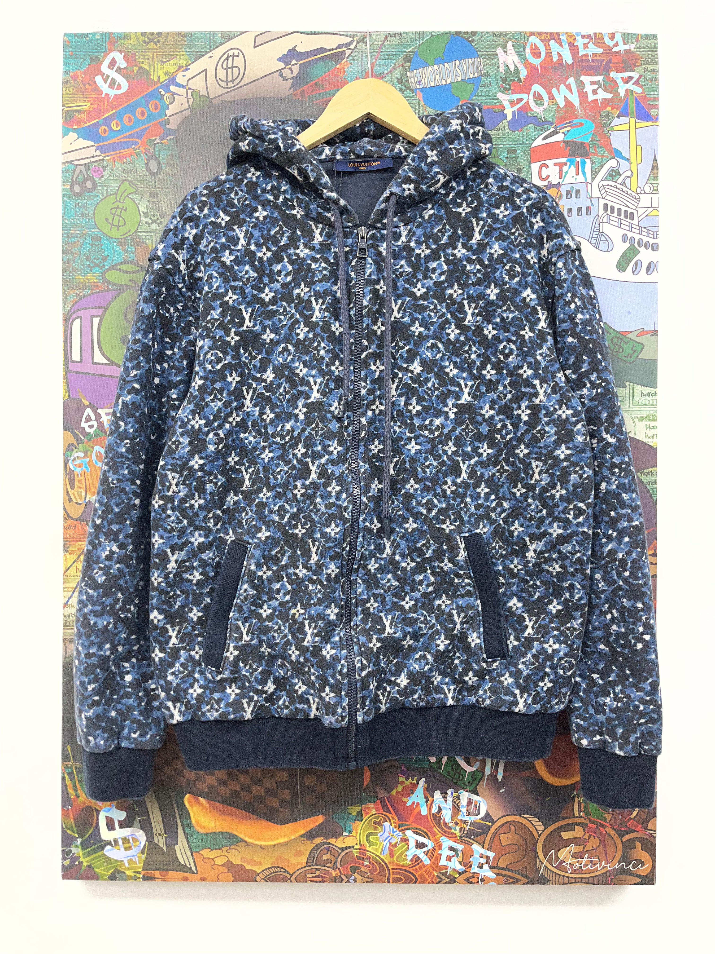 Louis Vuitton Navy Floral Monogram (Fits Small) Zip Up