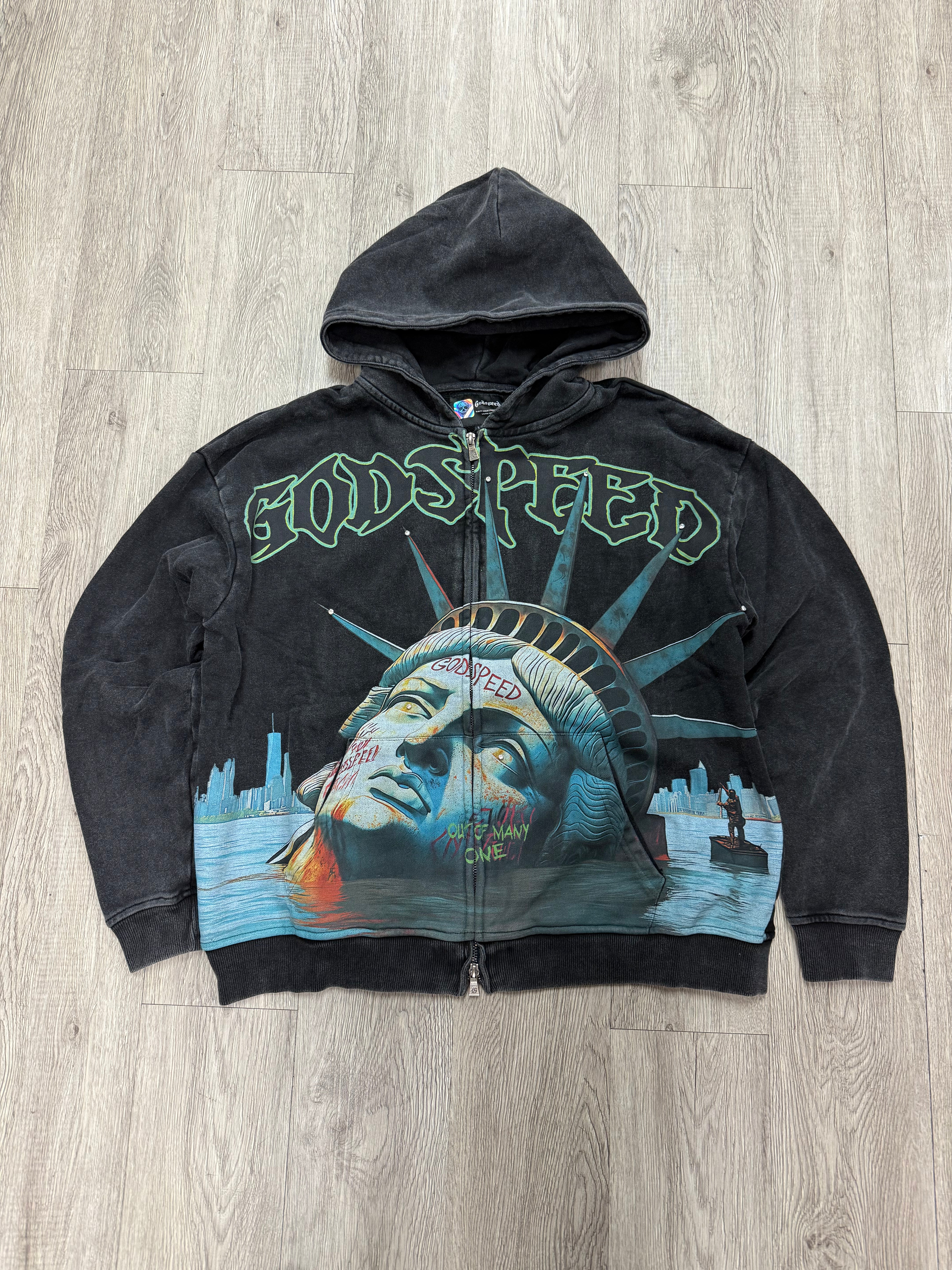 Godspeed "Sunken Liberty" Grey Wash Hoodie
