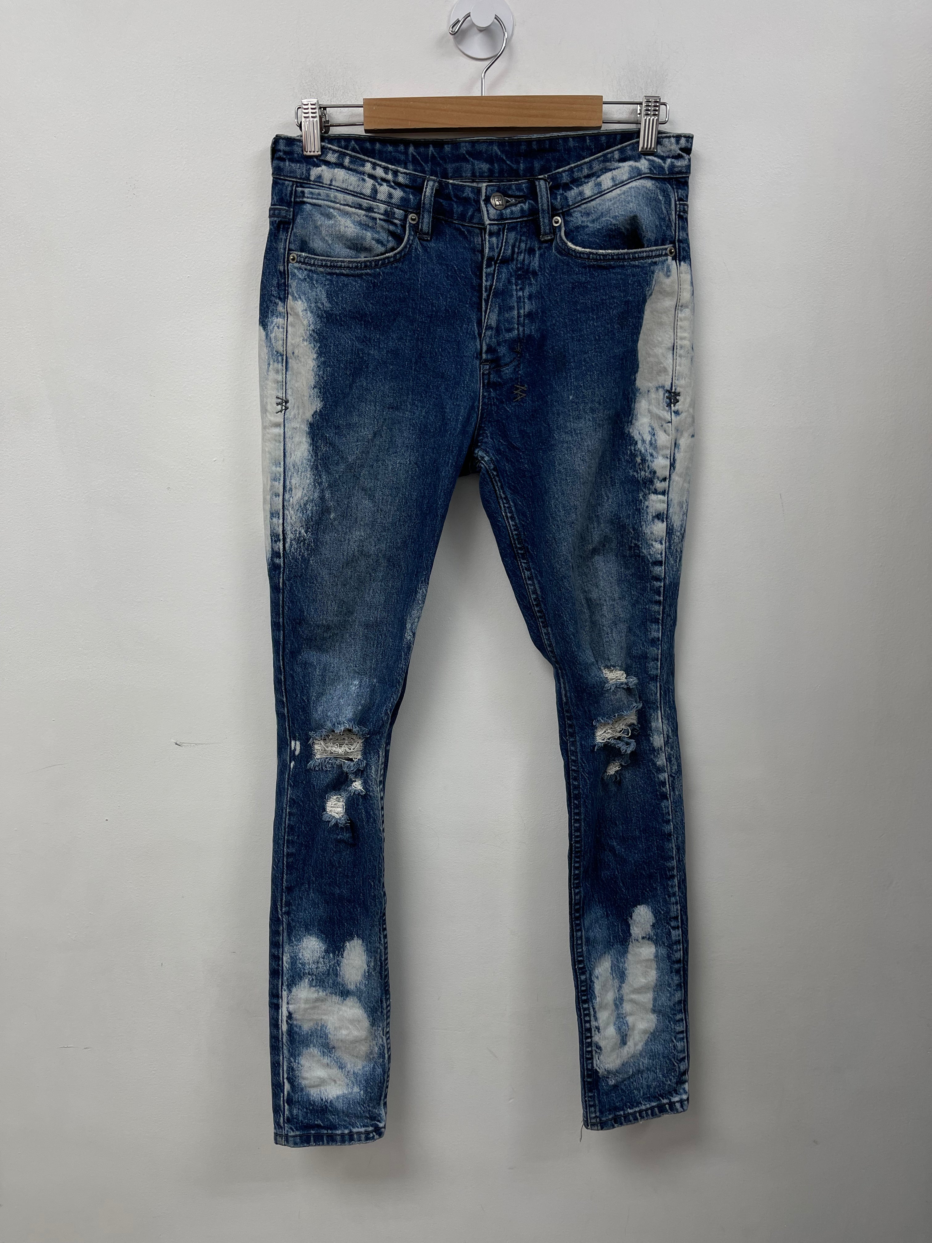 Ksubi Deep Indigo Bleached Distressed Jeans