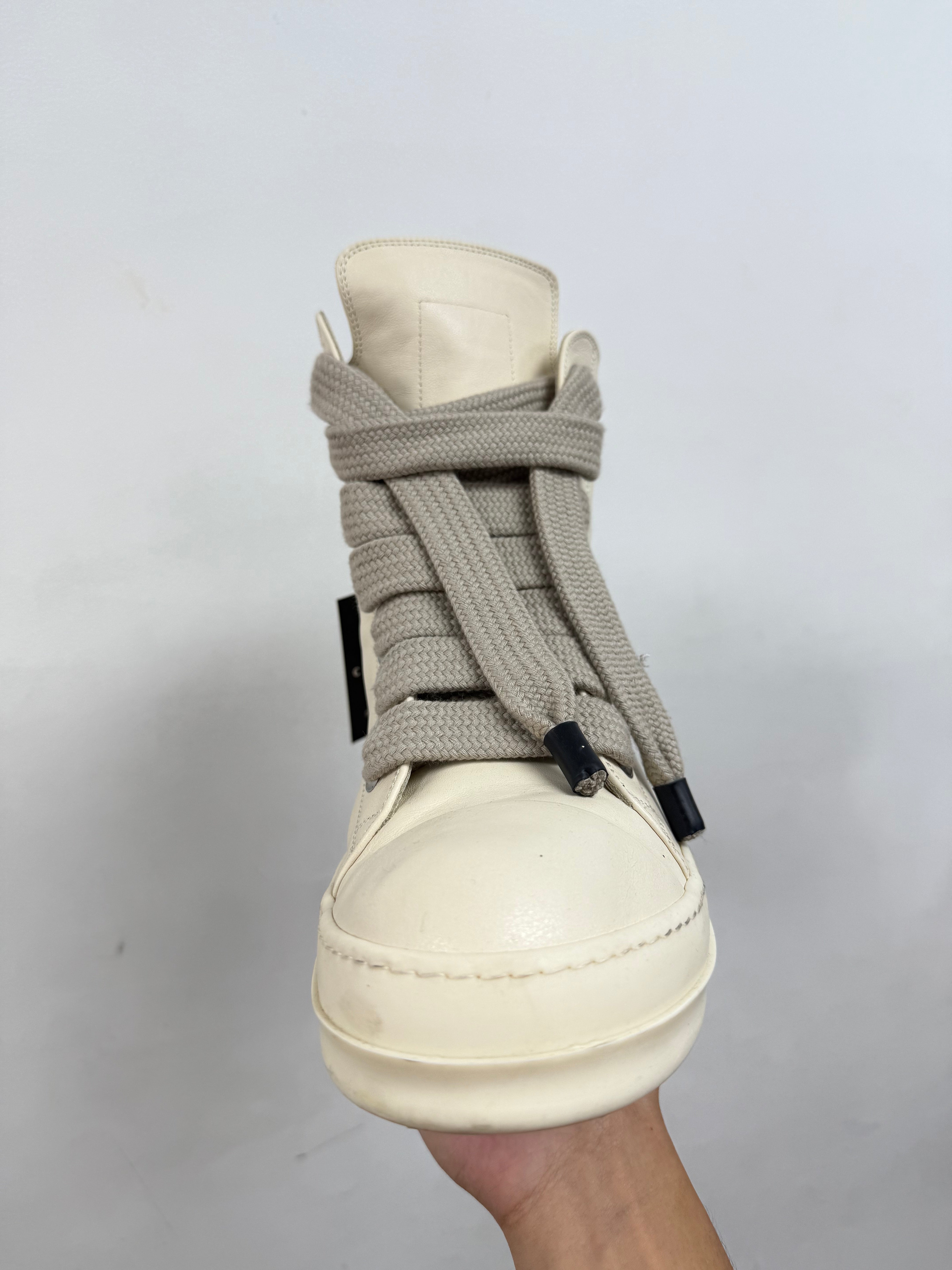 Rick Owens Milk Milk Jumbo Lace Hi Mainline Sneakers