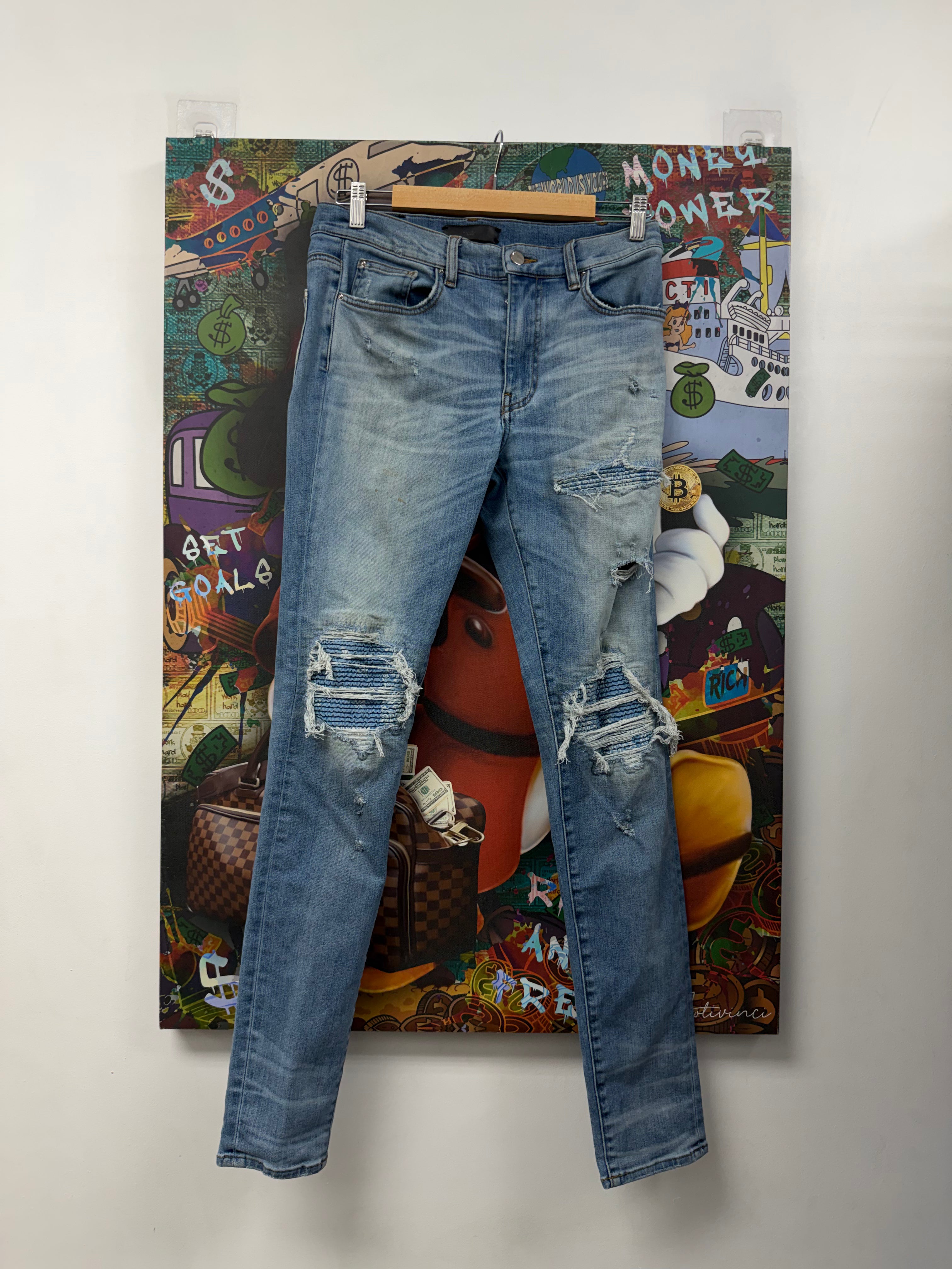 Amiri MX1 Light Wash Blue Paisley (Old Season Zipper) Jeans