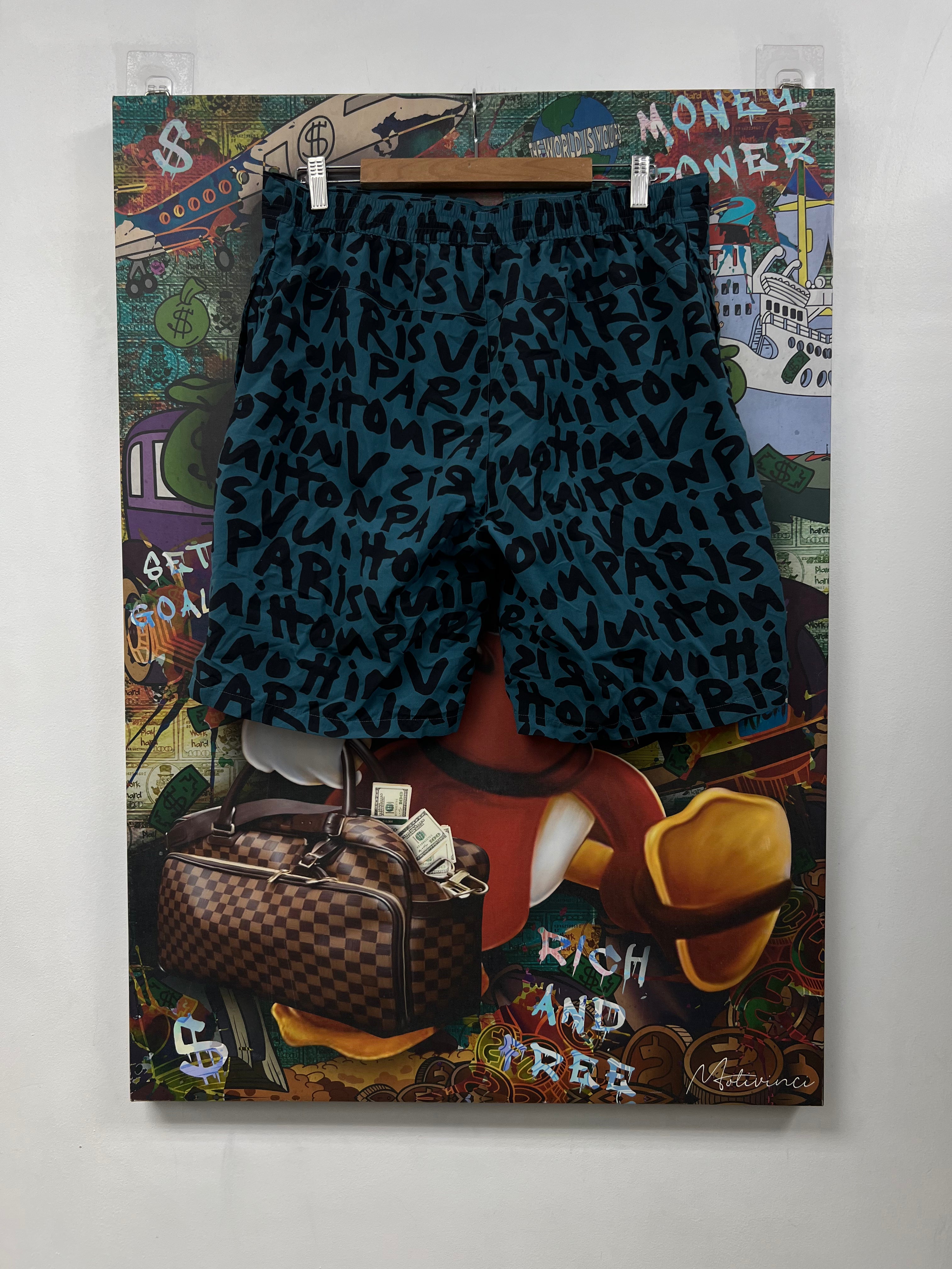 Louis Vuitton Blue Black Stephen Sprouse Swim Trunks