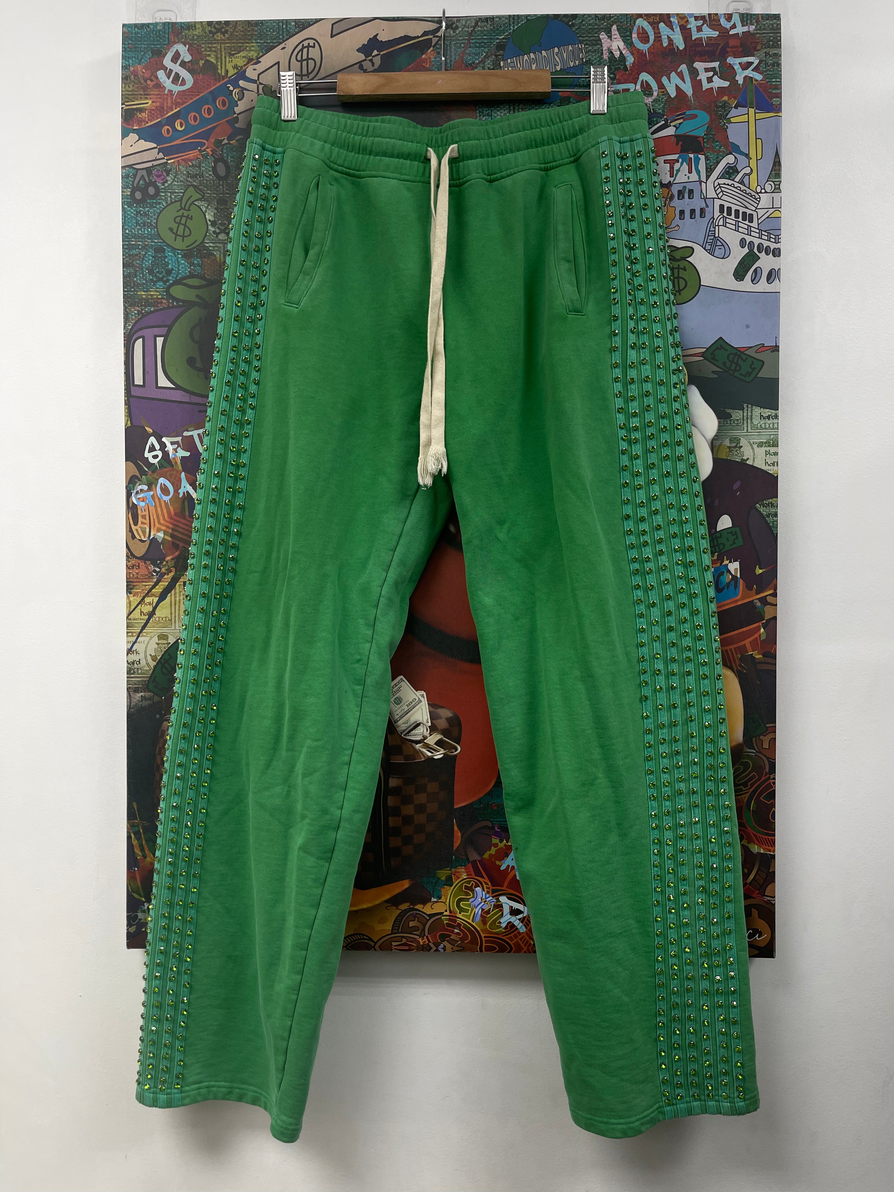 Vale Green Crystal Stripe Sweats