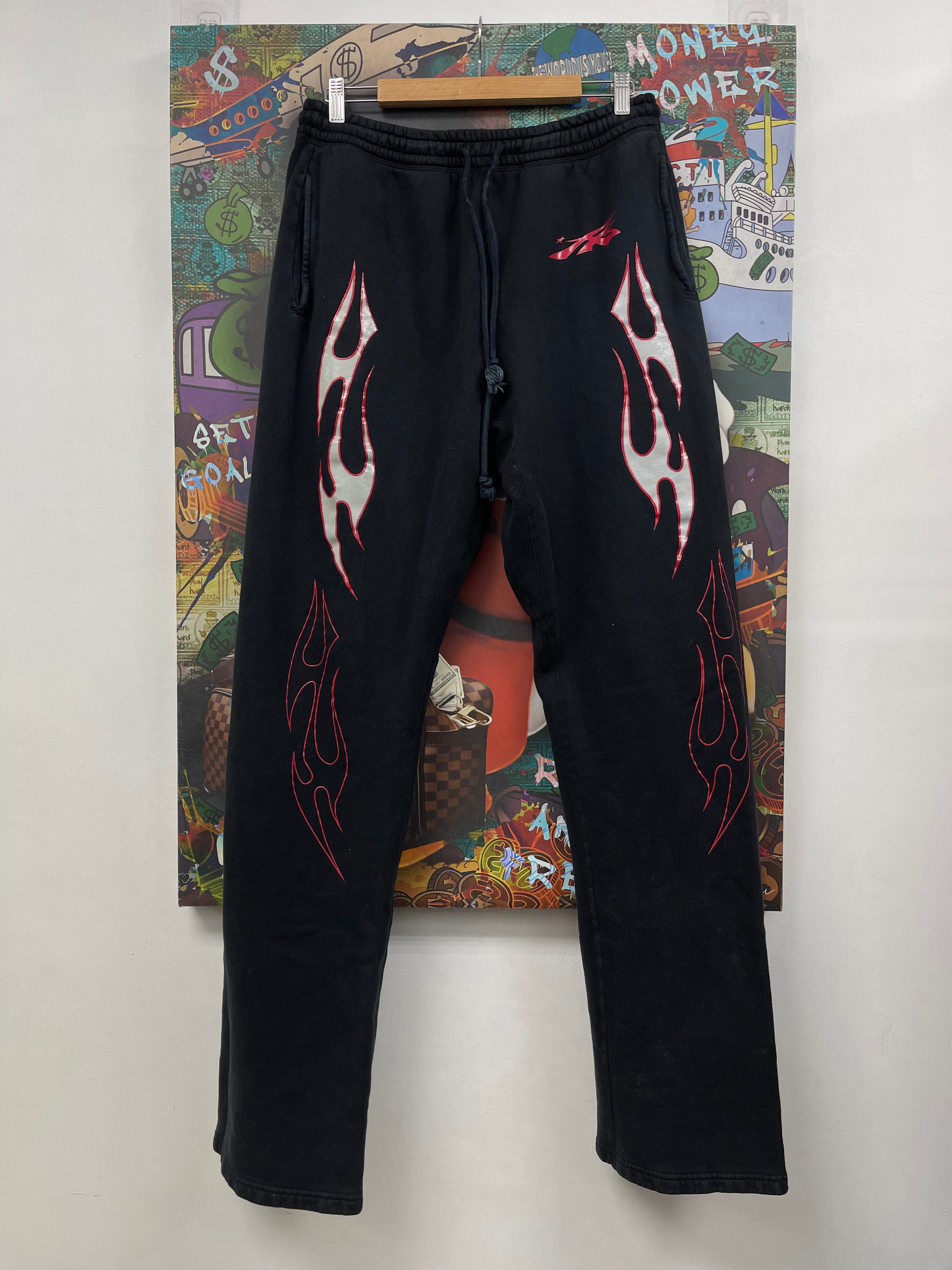 Hellstar Black Red Gel Flames Sweats