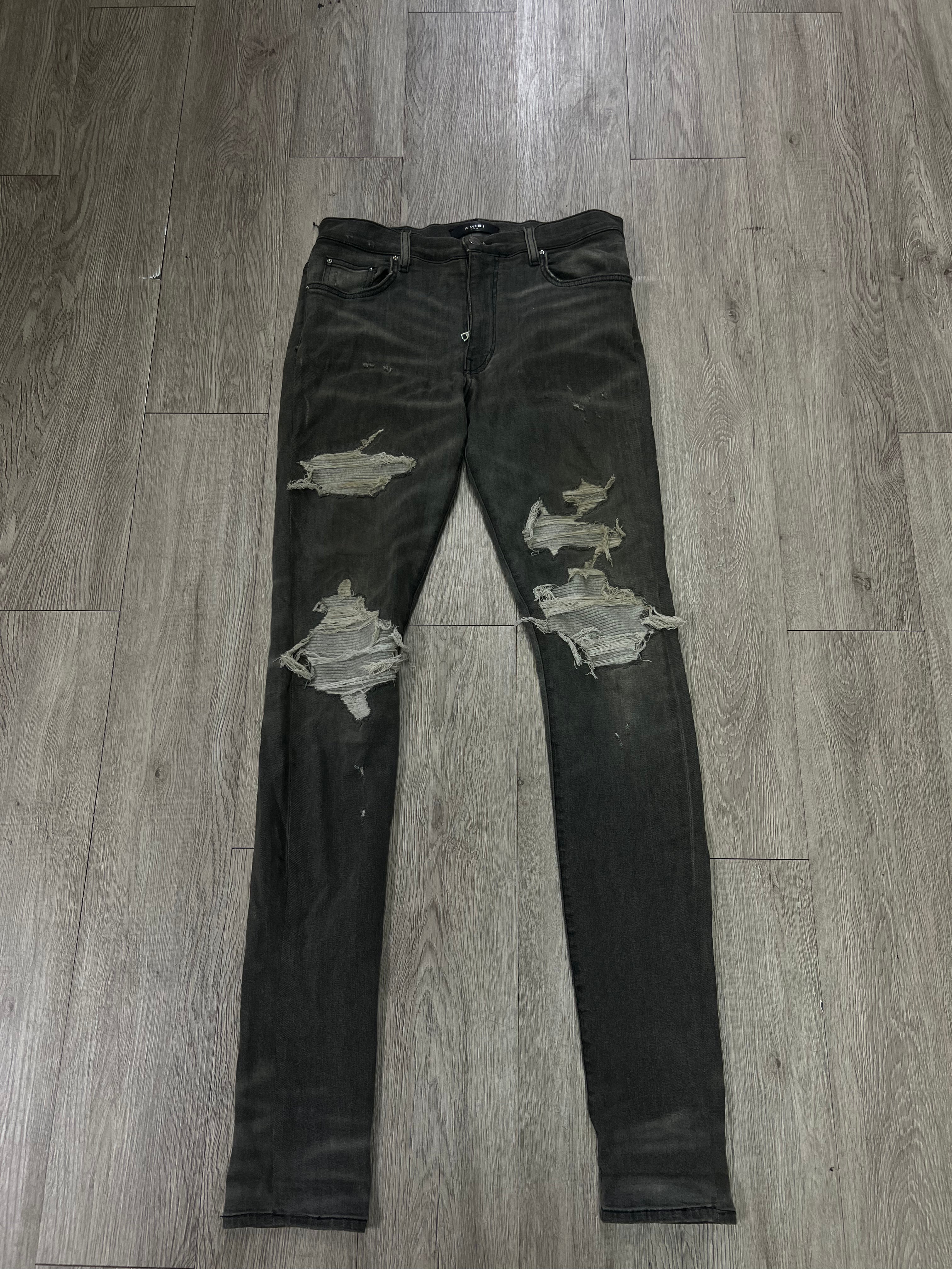 Amiri Grey Thermal Patch Jeans