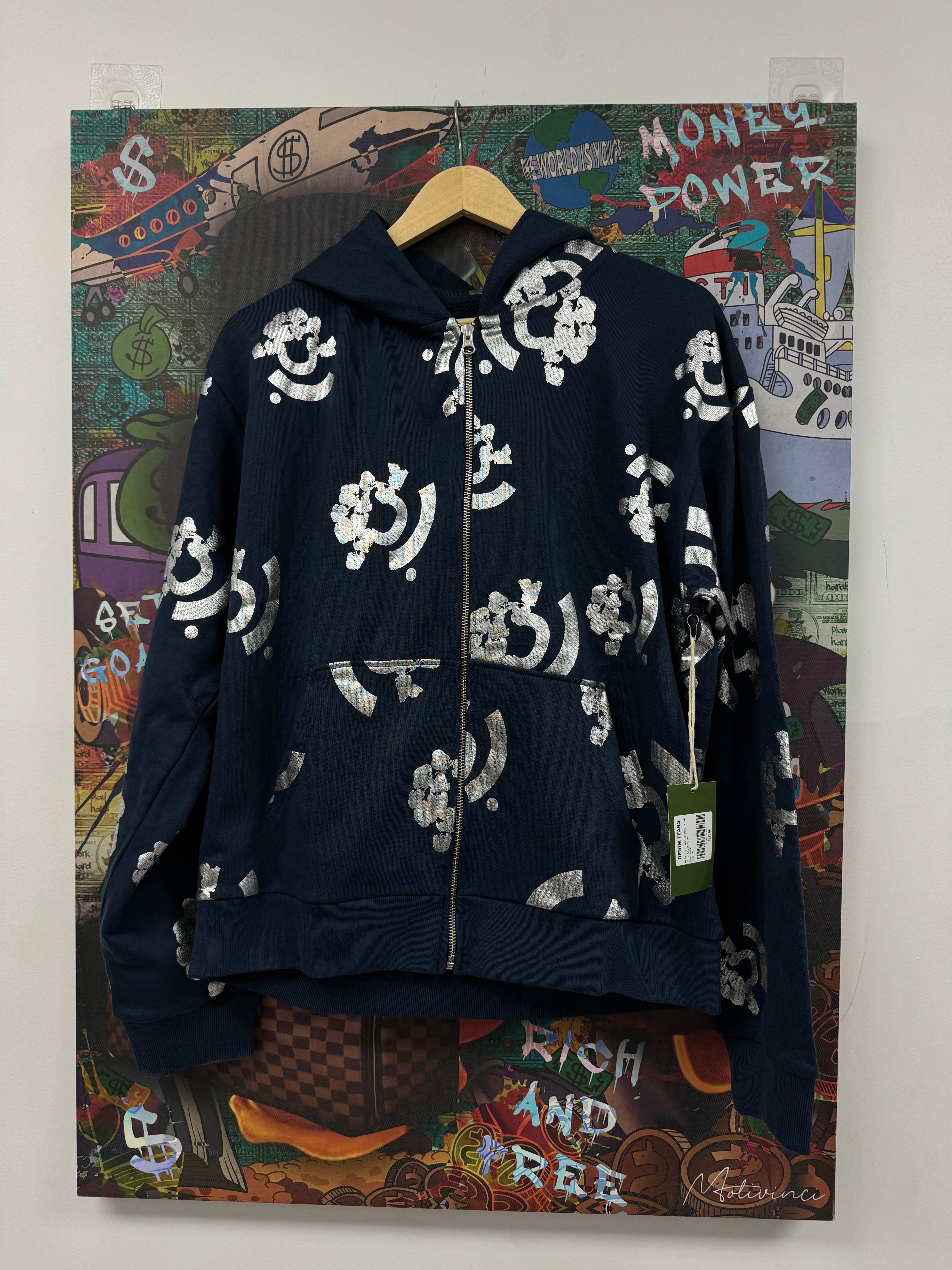 Denim Tears BSTROY Zip Up Blue Hoodie