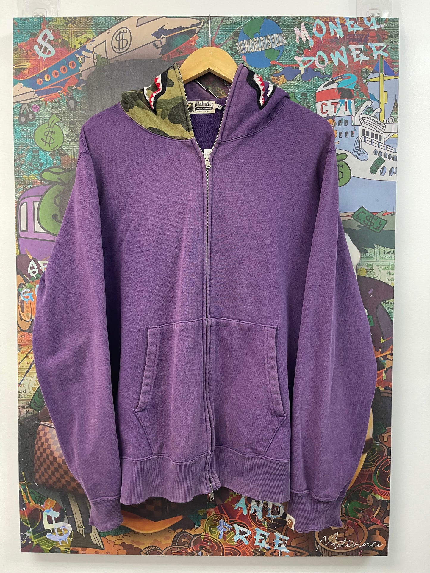 BAPE Purple Shark Zip Up Hoodie