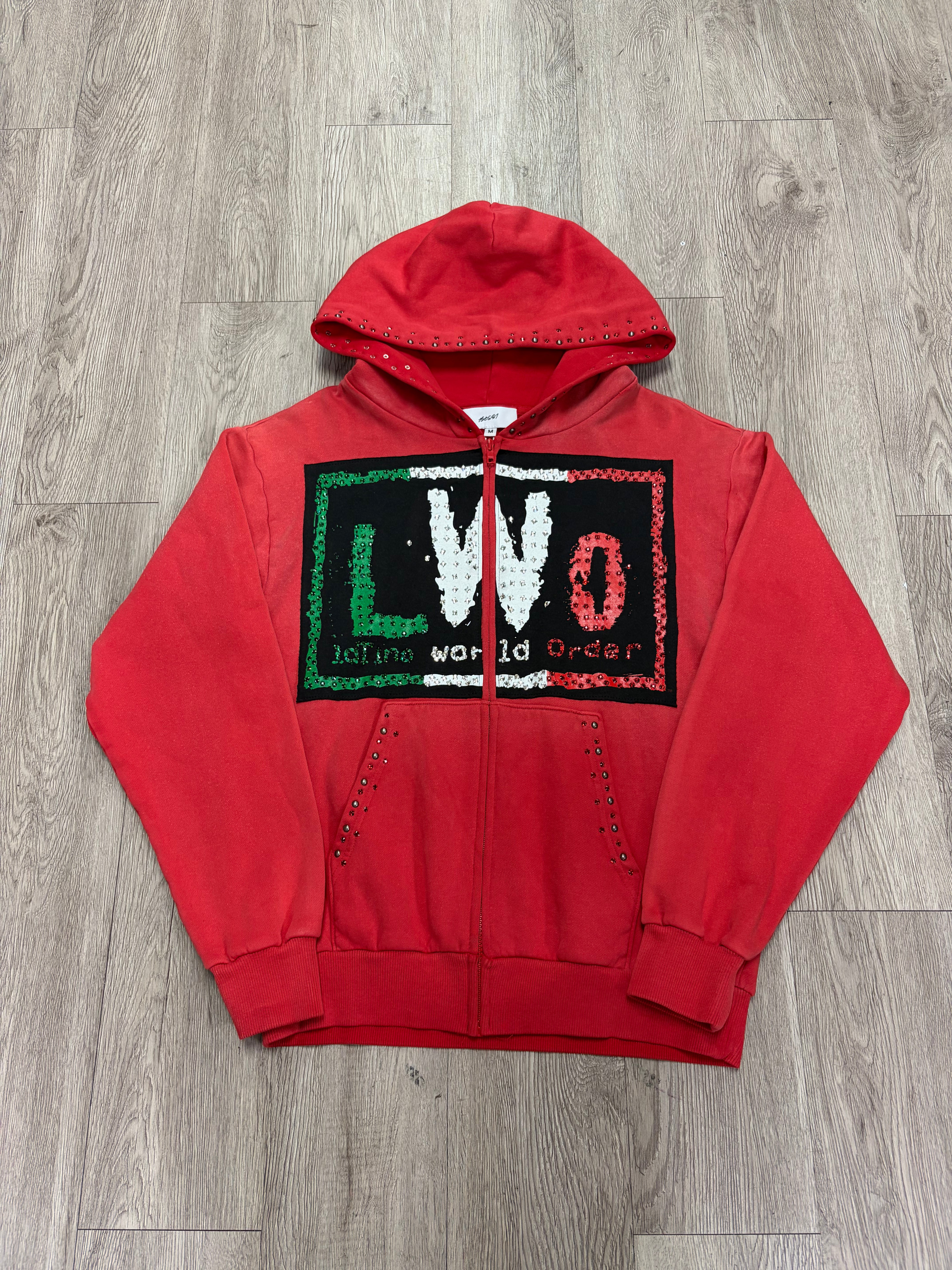 Bossi Red LWO Rhinestone Zip Up