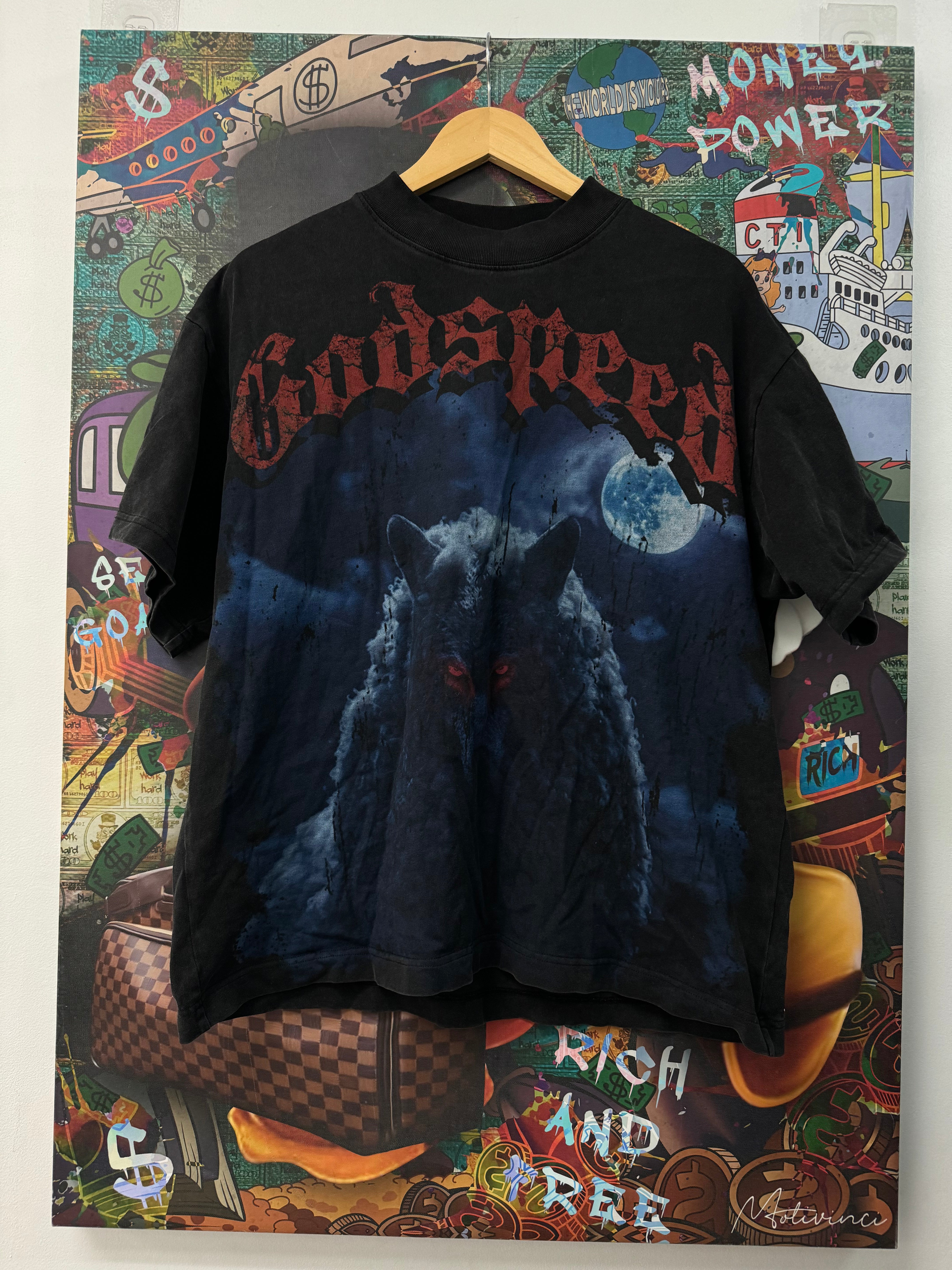 Godspeed Blue Red Wolf Tee