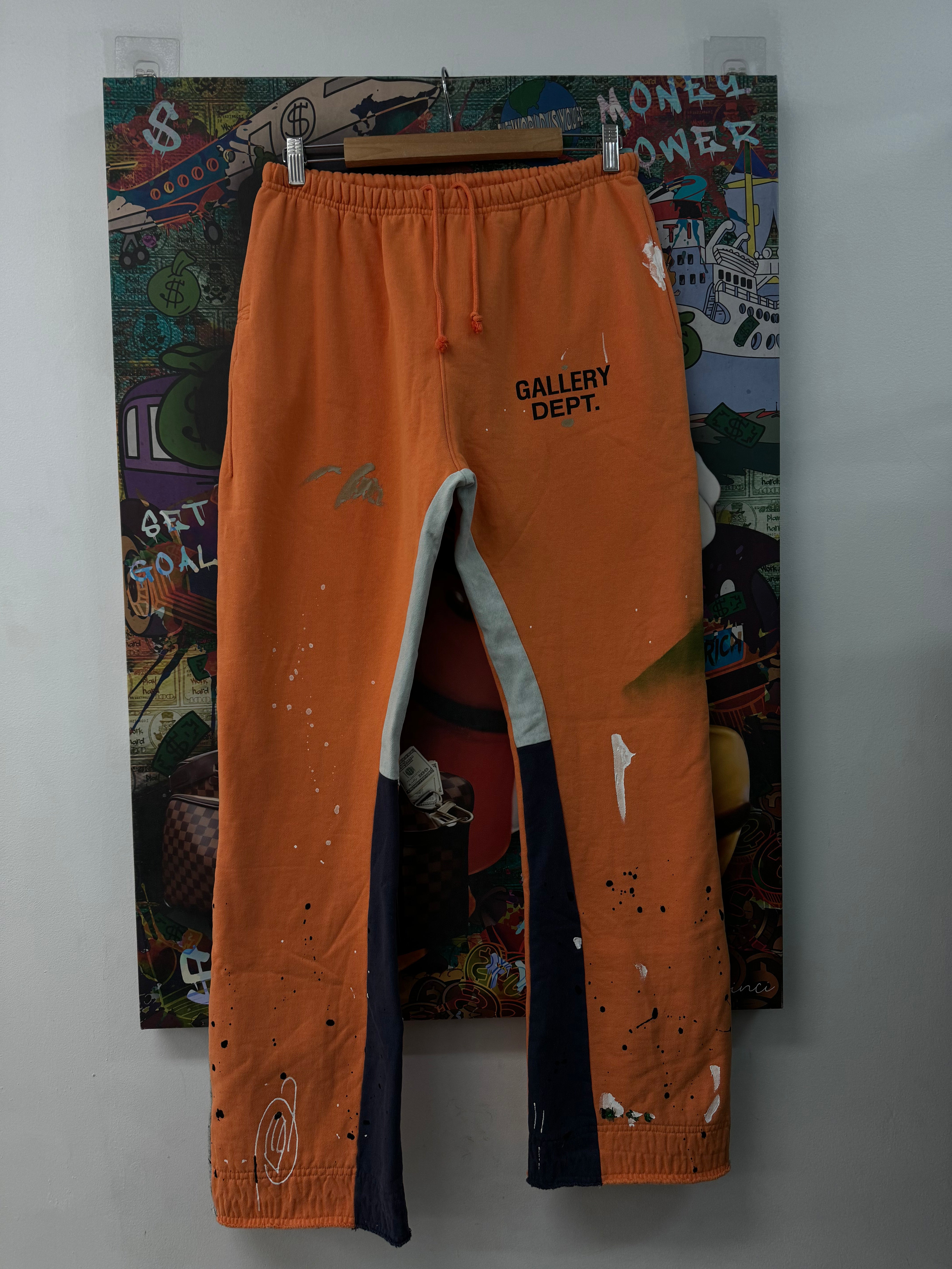 Gallery Dept Orange Flare Paint Splatter Sweatpants