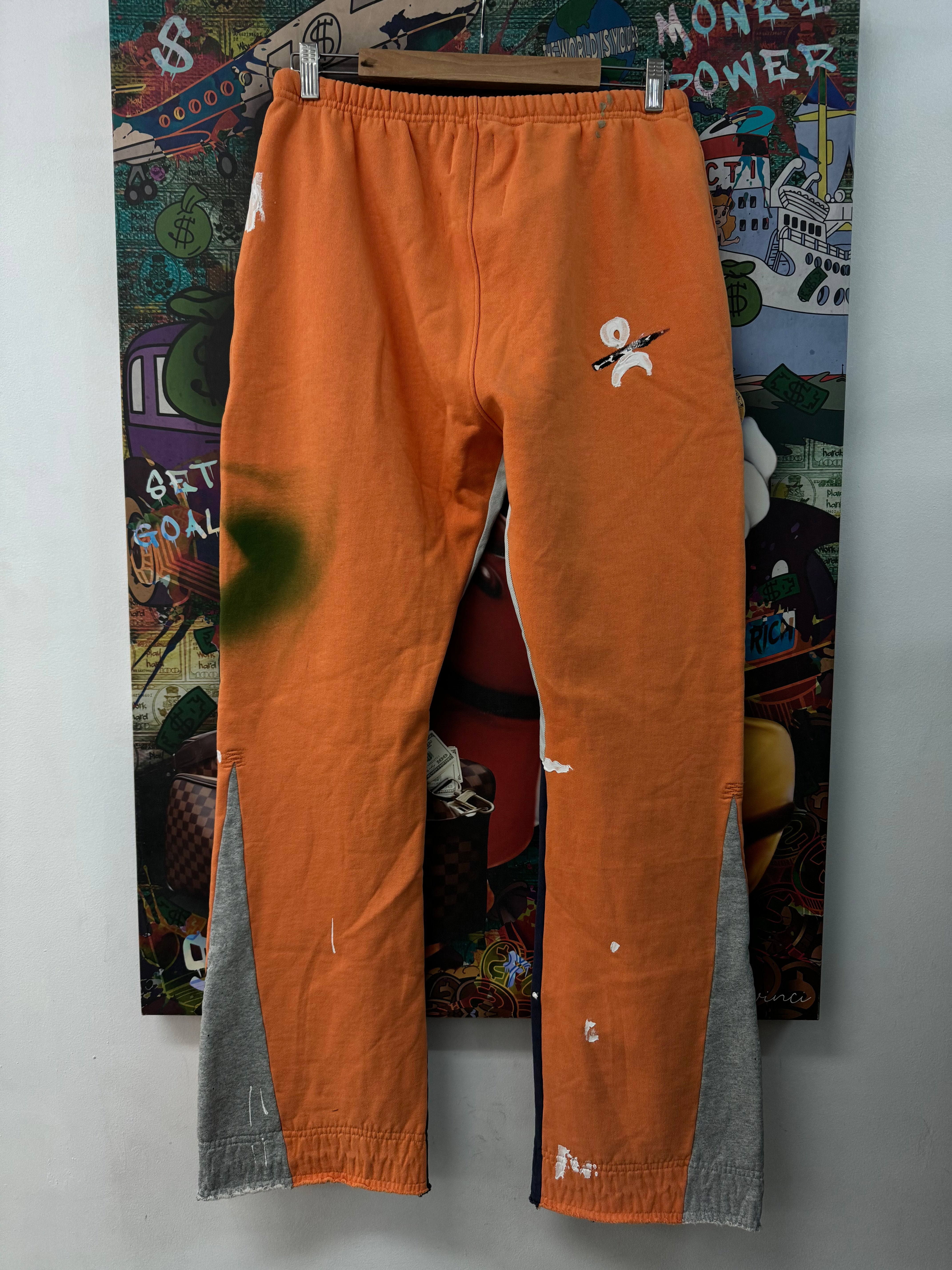 Gallery Dept Orange Flare Paint Splatter Sweatpants