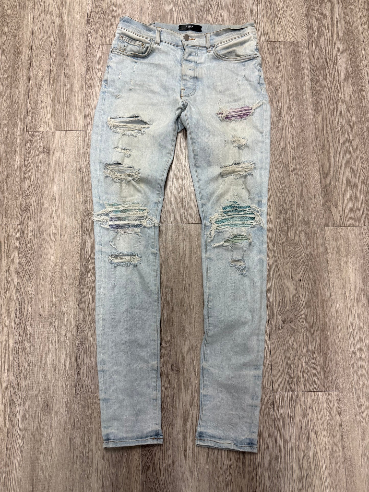 Amiri Lightwash Thrasher Tie Dye Jeans
