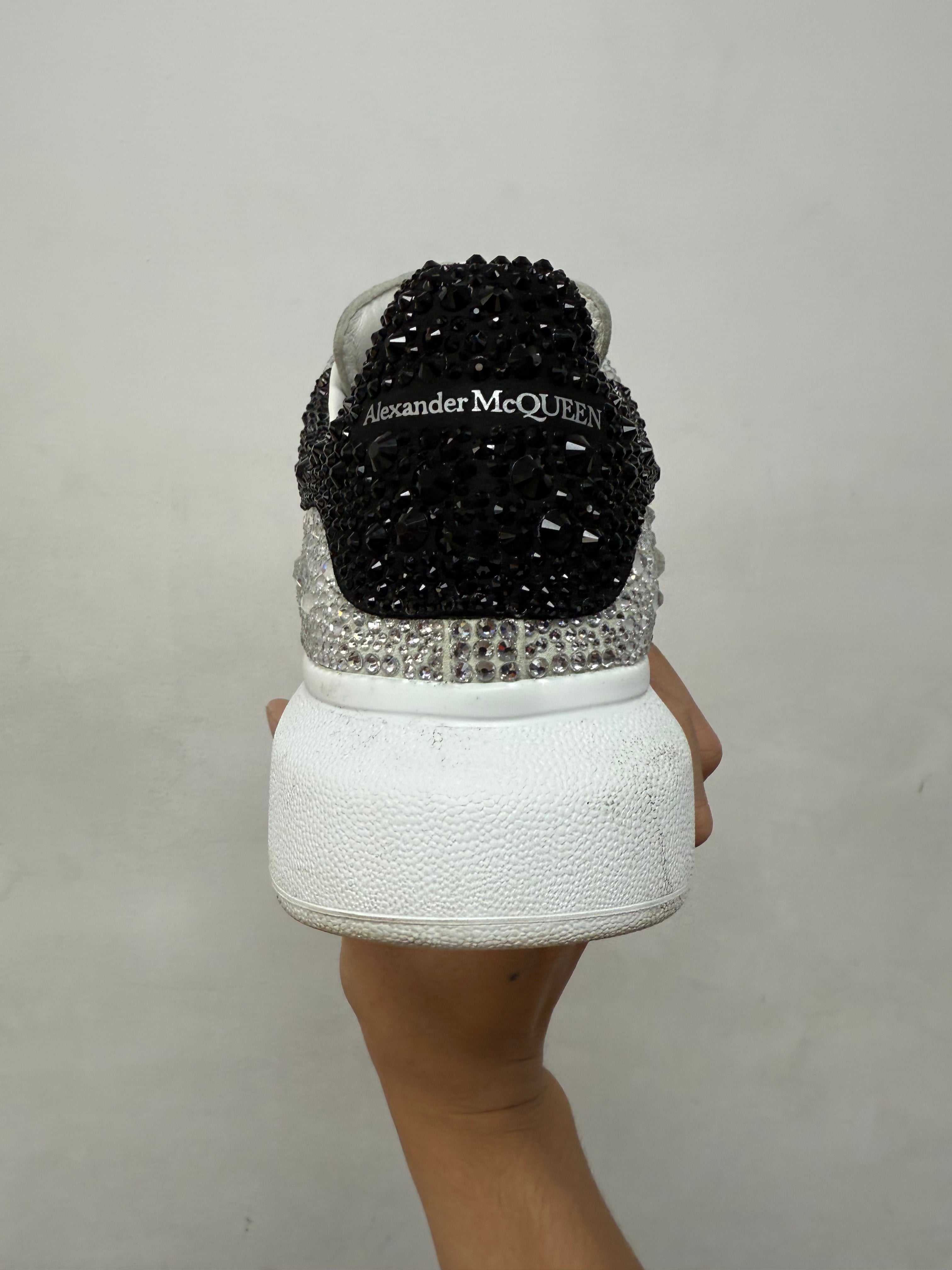 Alexander Mcqueen White Black Rhinestone Oversized Sneakers