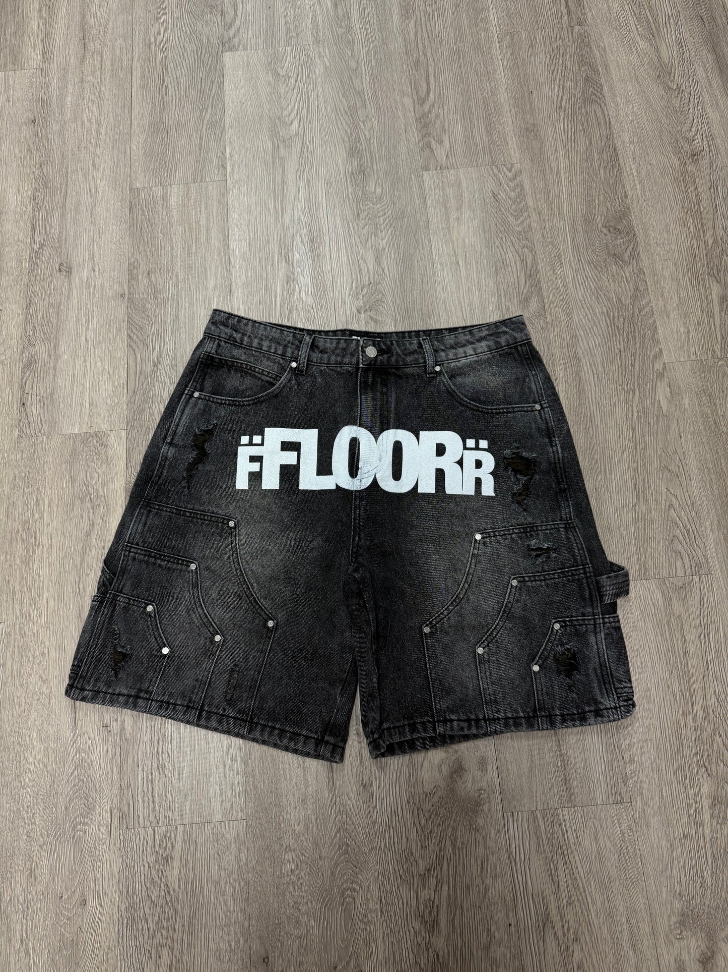 Floor914 Uniform Jean Shorts Black