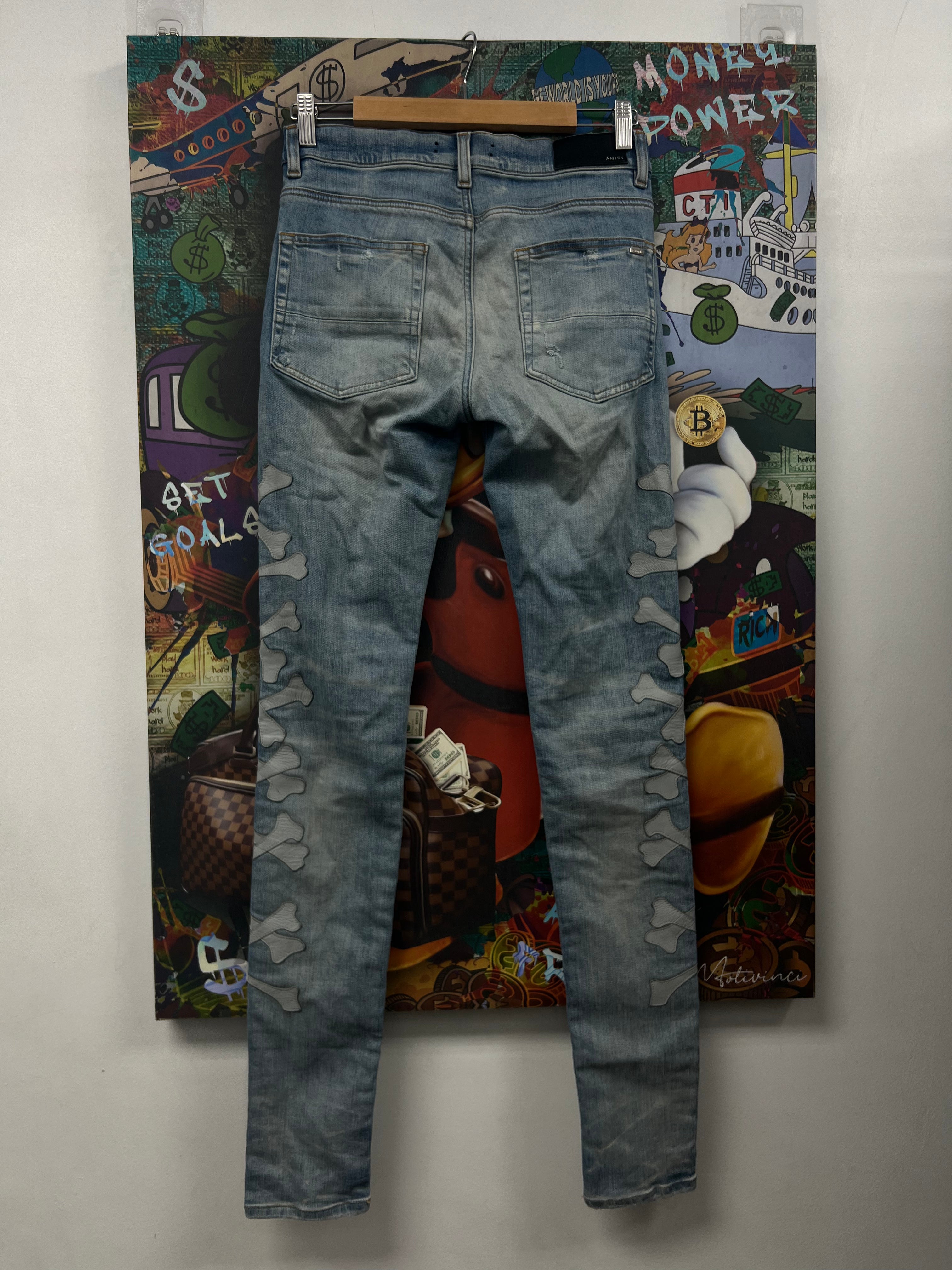 Amiri Light Wash Grey Bones Jeans