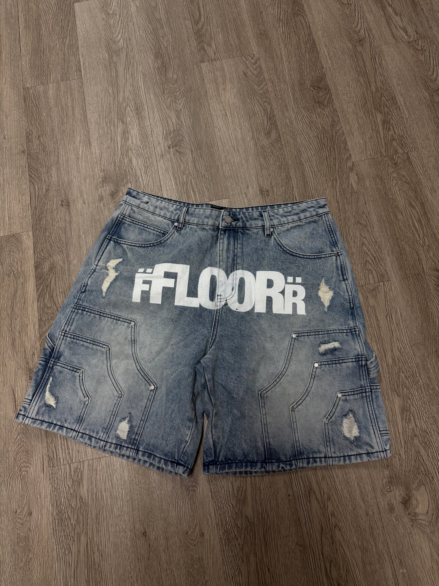 Floor914 Uniform Jean Shorts Light Wash