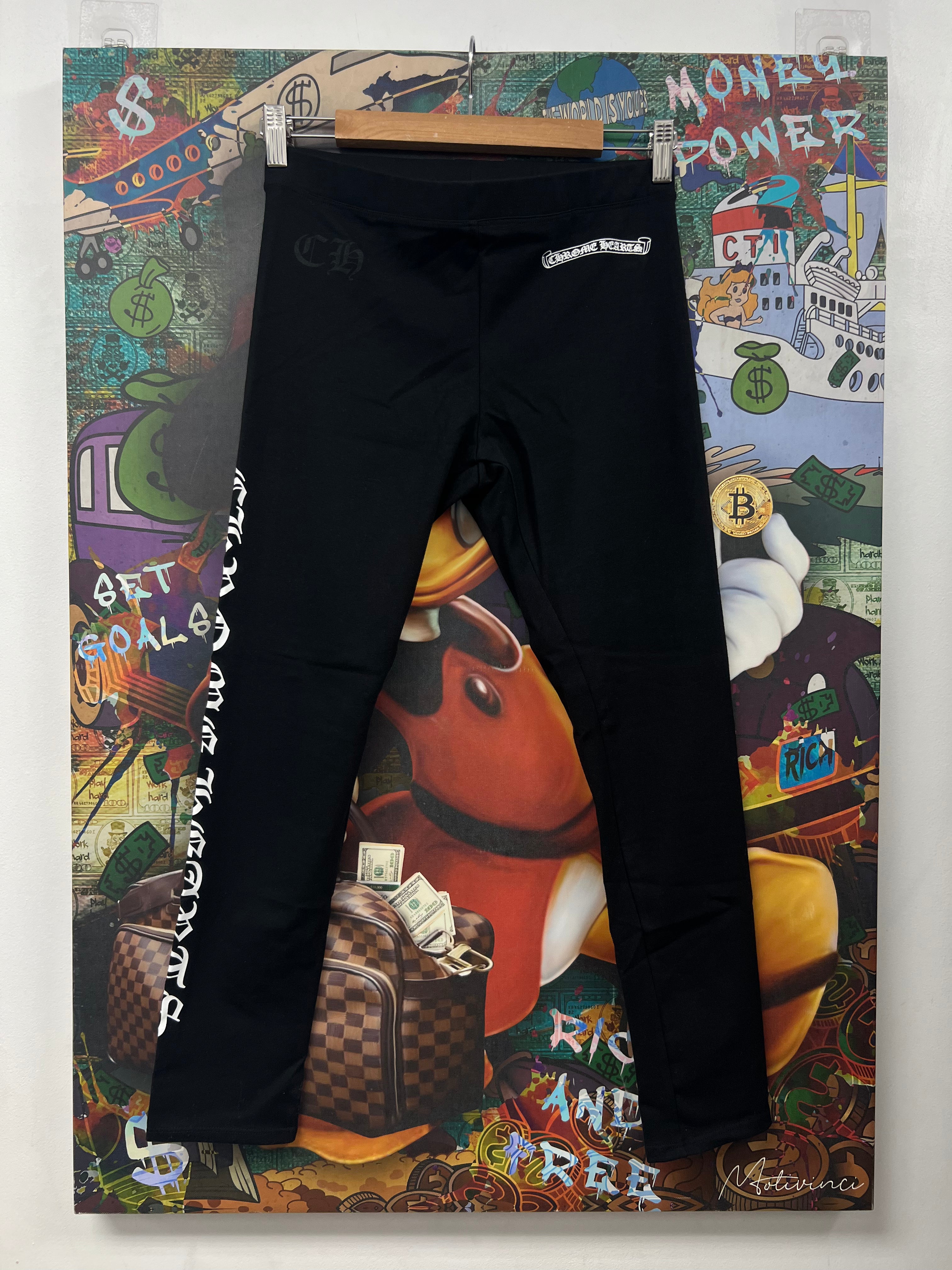 Chrome Hearts Black Scroll Heavy Leggings