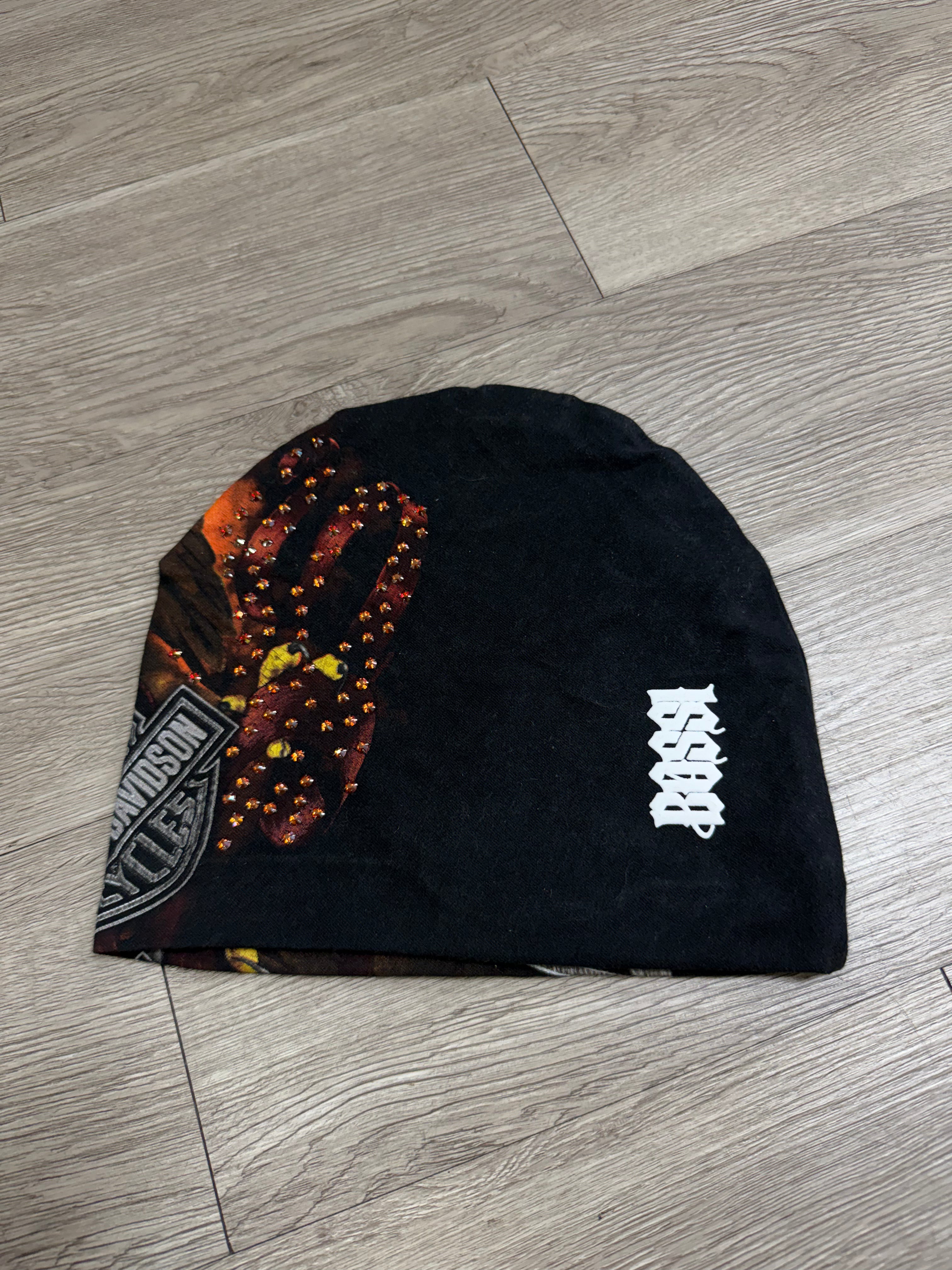 Bossi Harley Davidson Flame Eagle Rhinestone Beanie