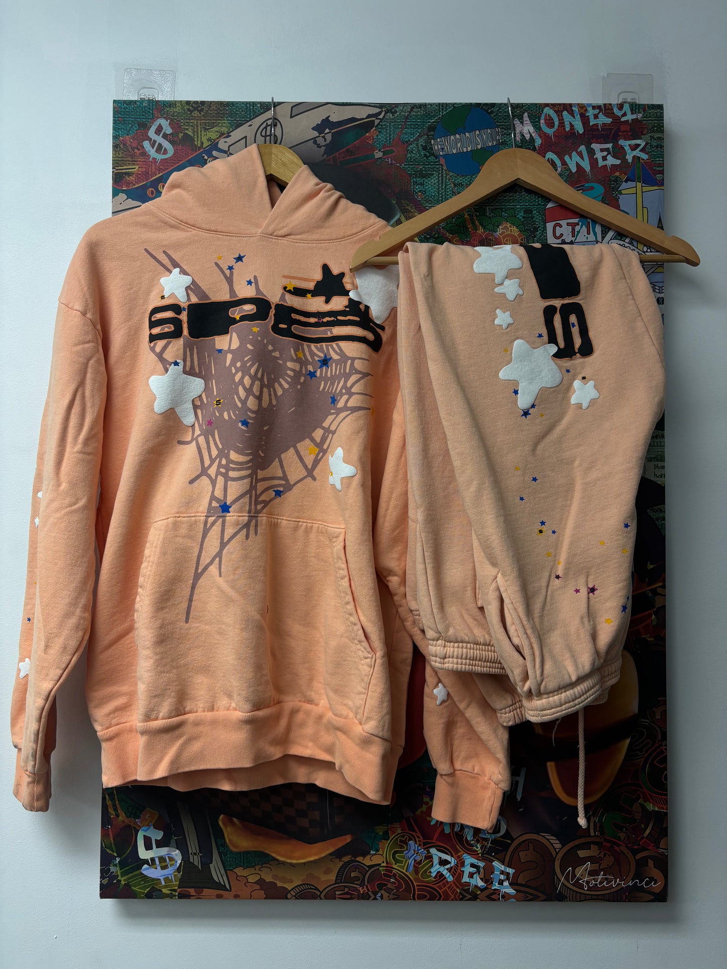 Sp5der Peach Sweatsuit Used