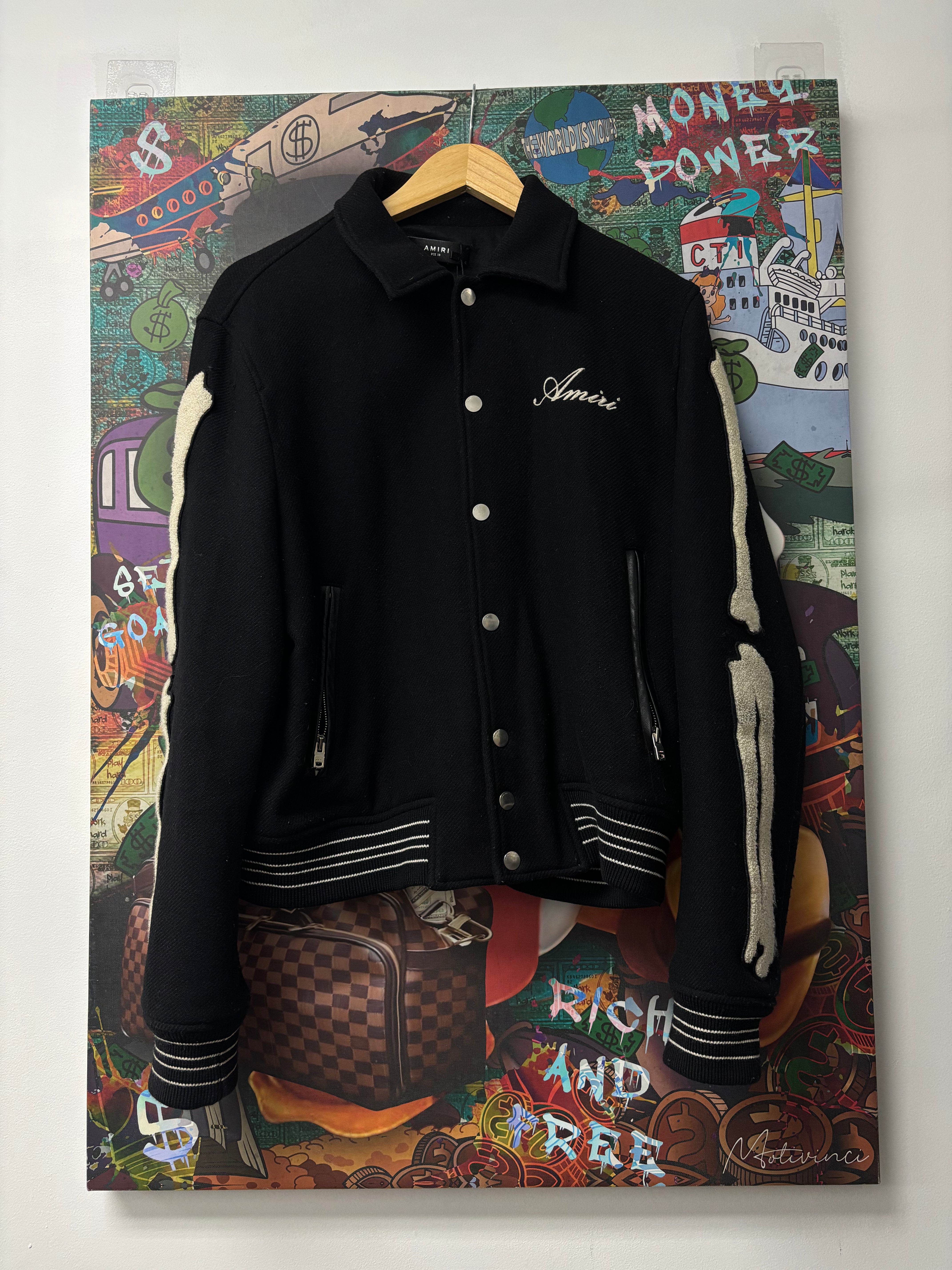 Amiri Black Bone Varsity (50) Jacket