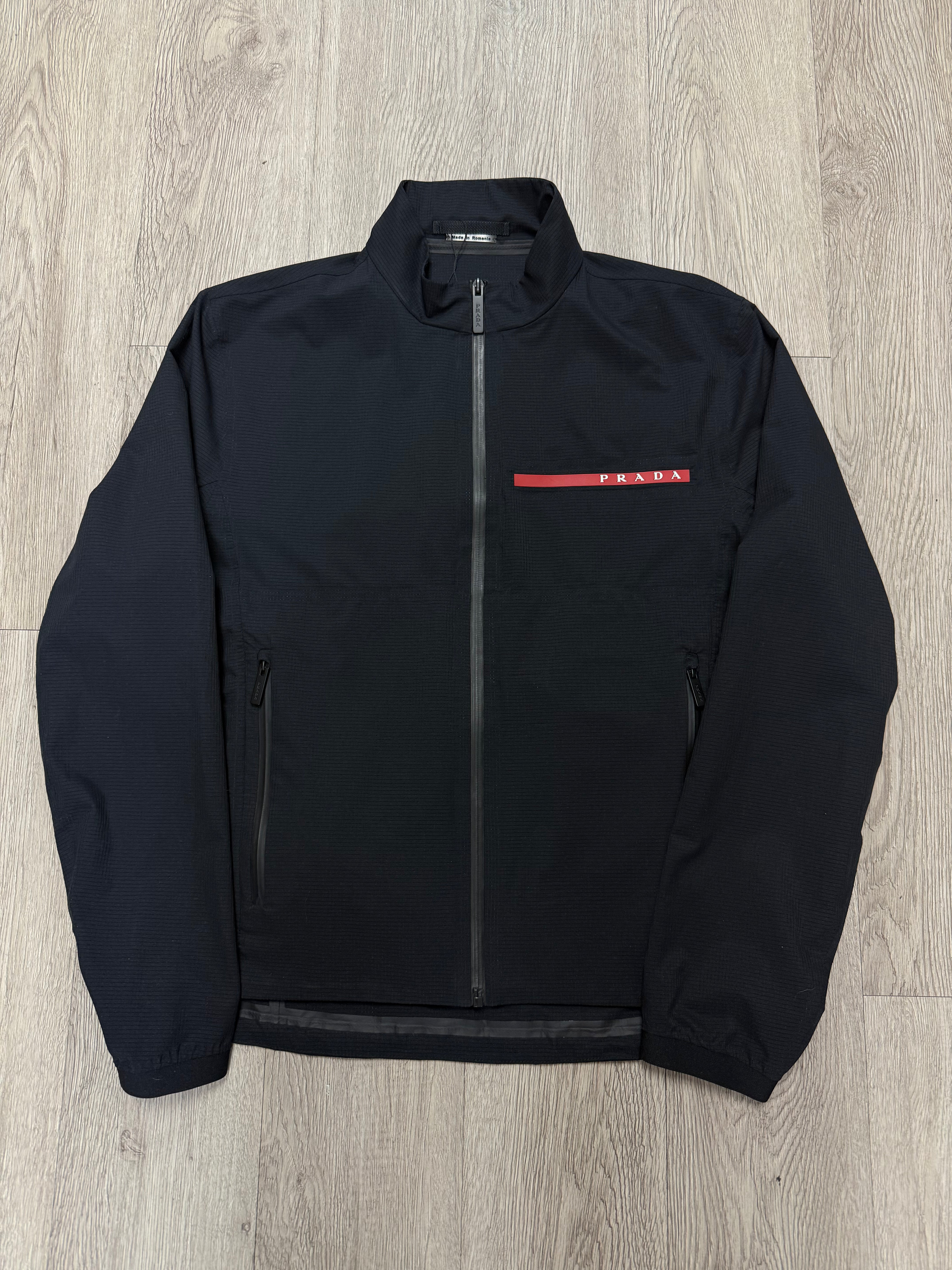 Prada Black Red Logo Windbreaker Used Small