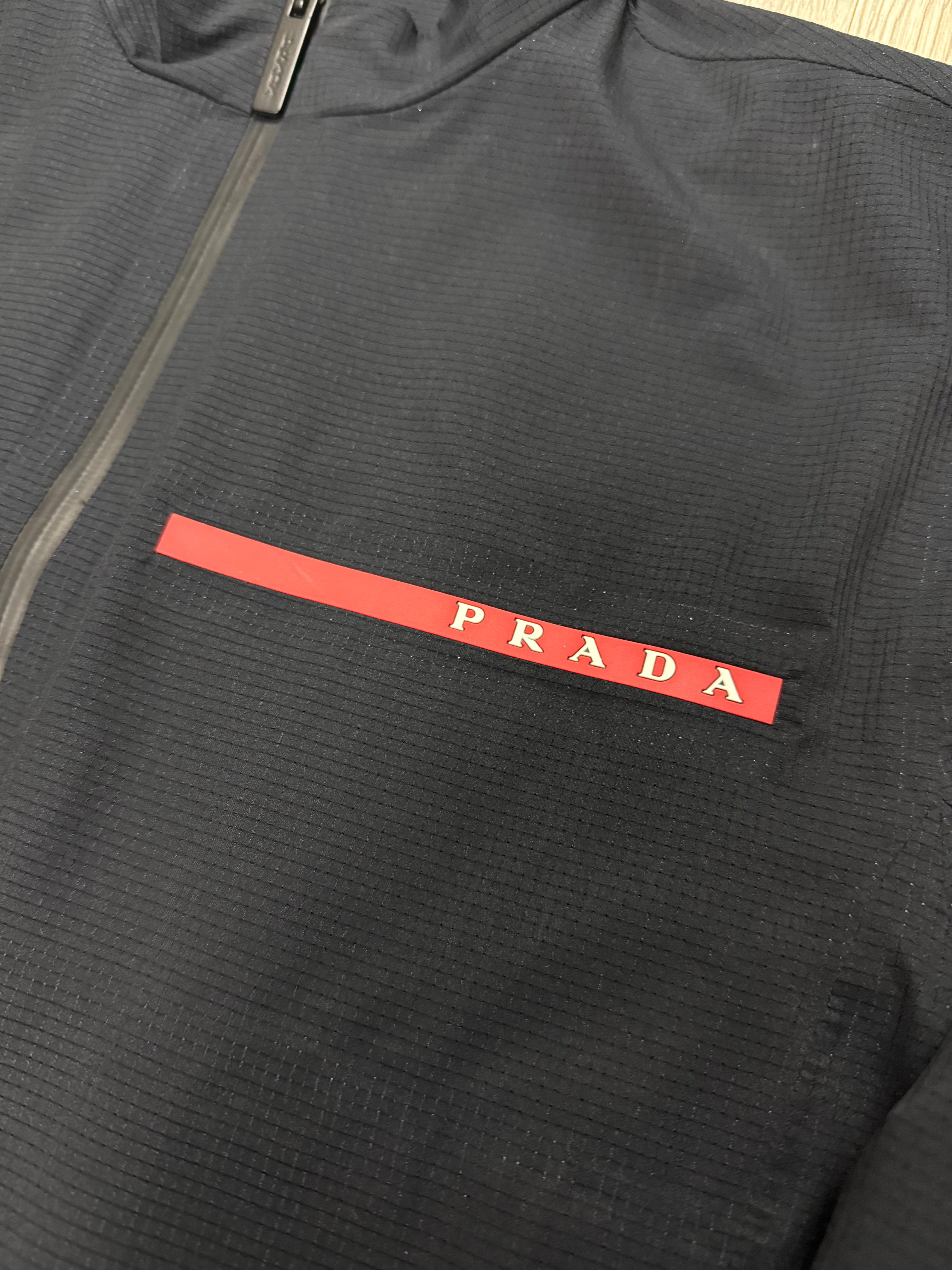 Prada Black Red Logo Windbreaker Used Small