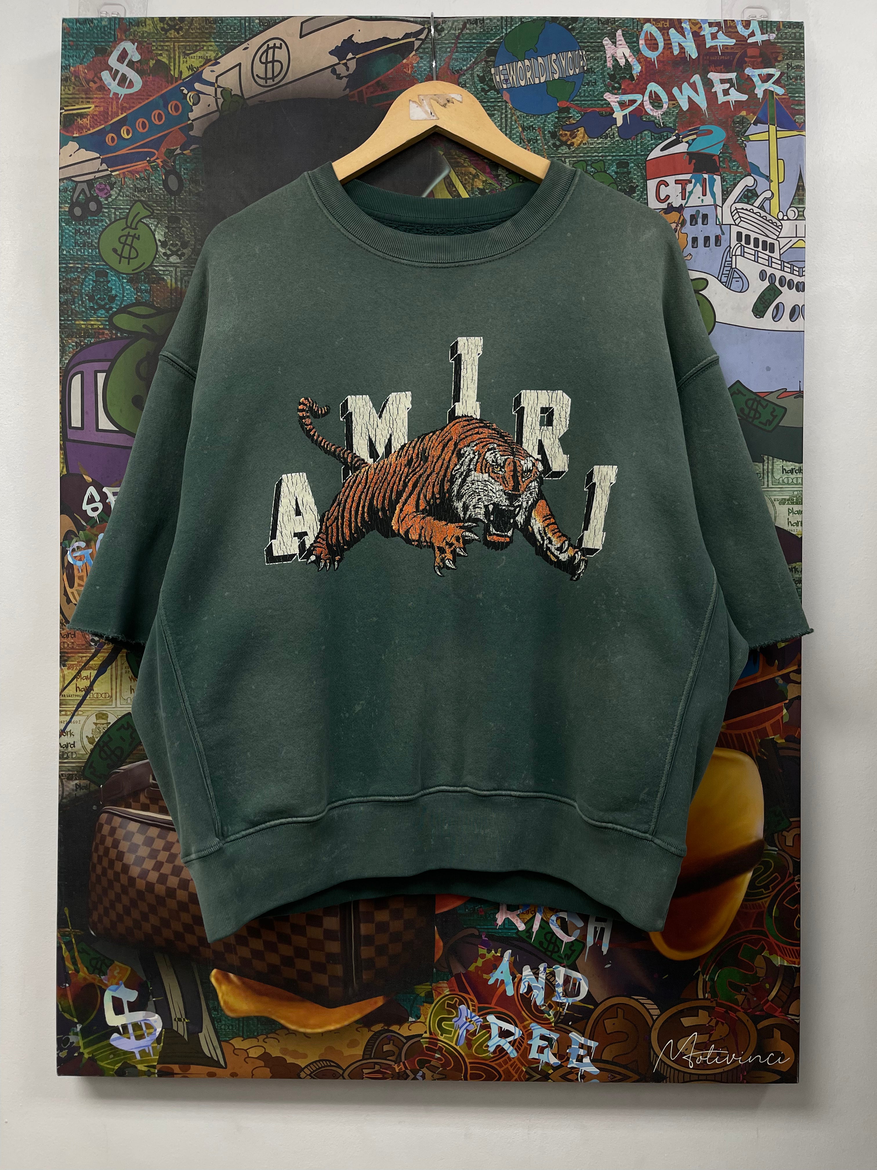 Amiri Vintage Green Tiger Varsity Shirt